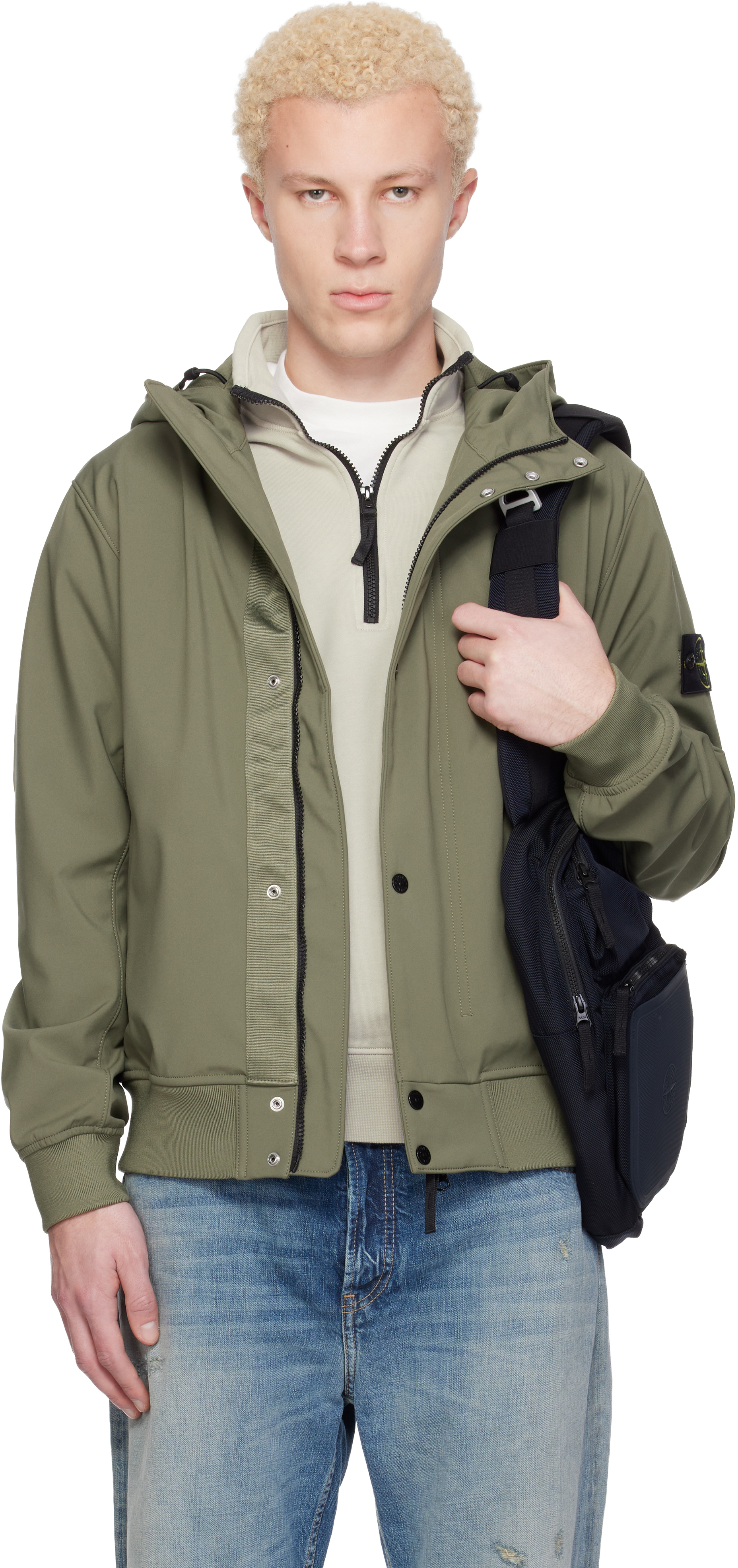 Stone Island: Khaki 4100118 Light Soft Shell-R E.Dye Technology
