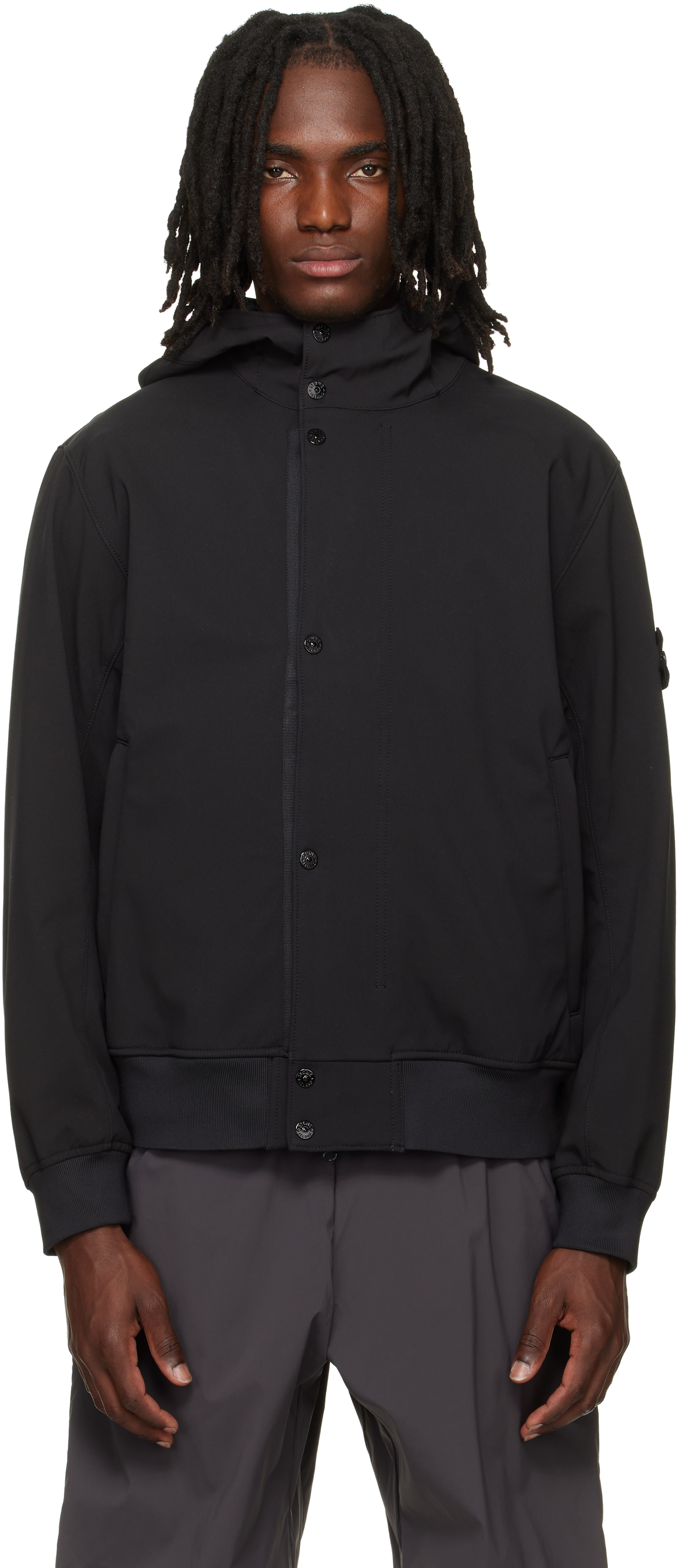 Stone Island: ブラック 4100118 Light Soft Shell-R E.Dye Technology