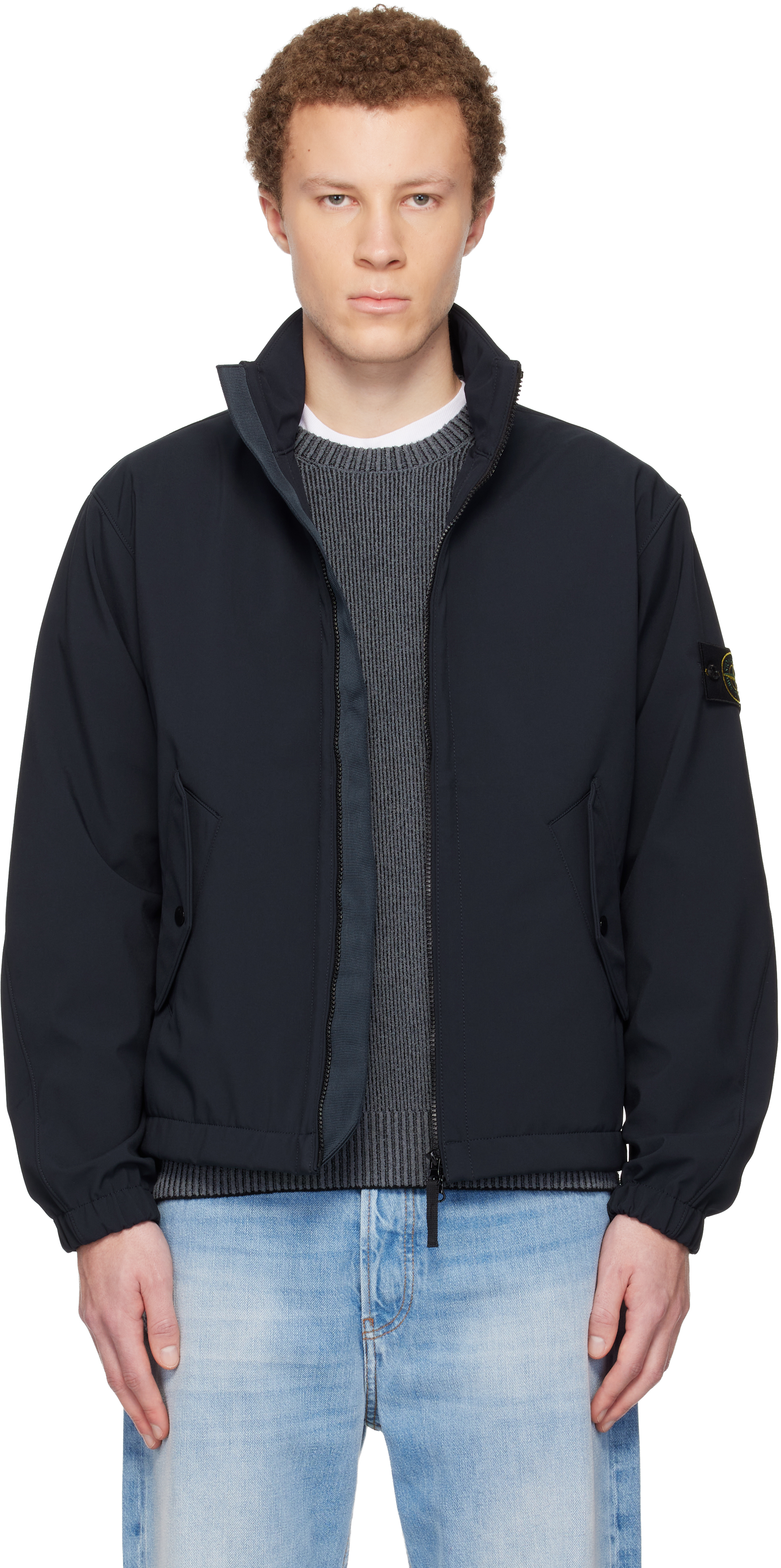 Stone Island: ネイビー 4100022 Light Soft Shell-R e.dye Technology