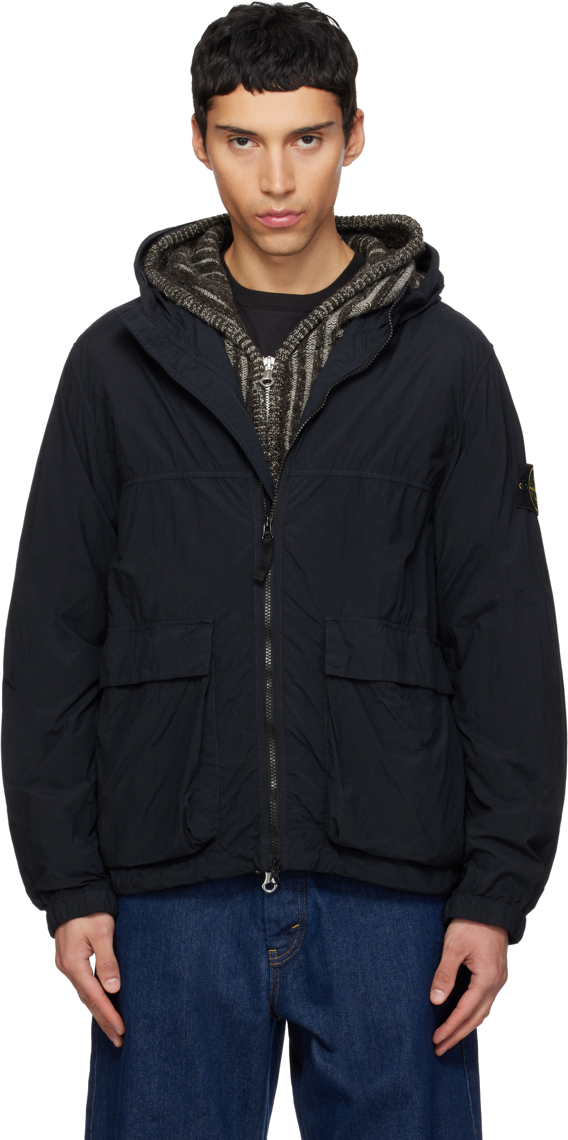 Stone Island: ネイビー 4100112 Smerigliato-TC ナイロン ジャケット