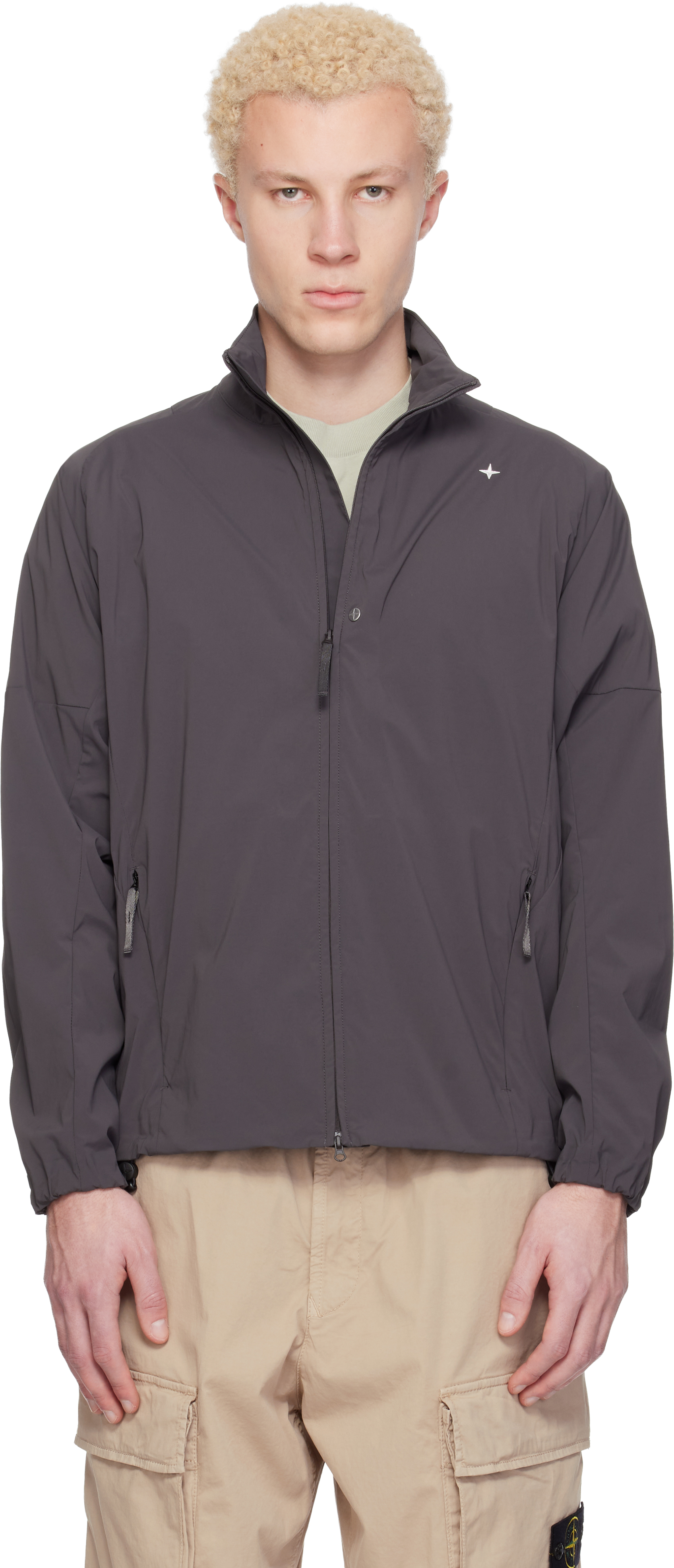 Stone Island Gray 1200035 Recycled Stretch Nylon Tela S.I. Stellina Jacket