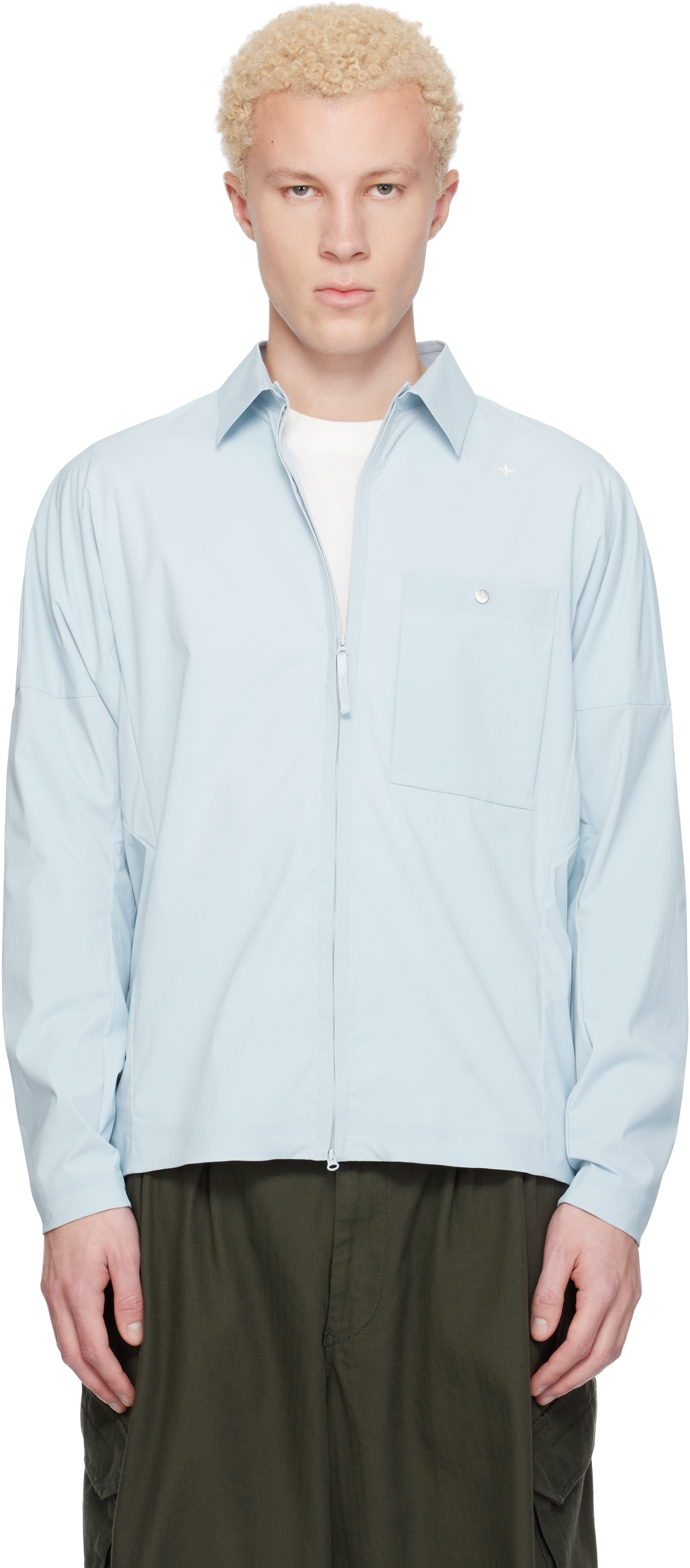 Stone Island: Blue 1200016 Recycled Stretch Nylon Tela Stellina