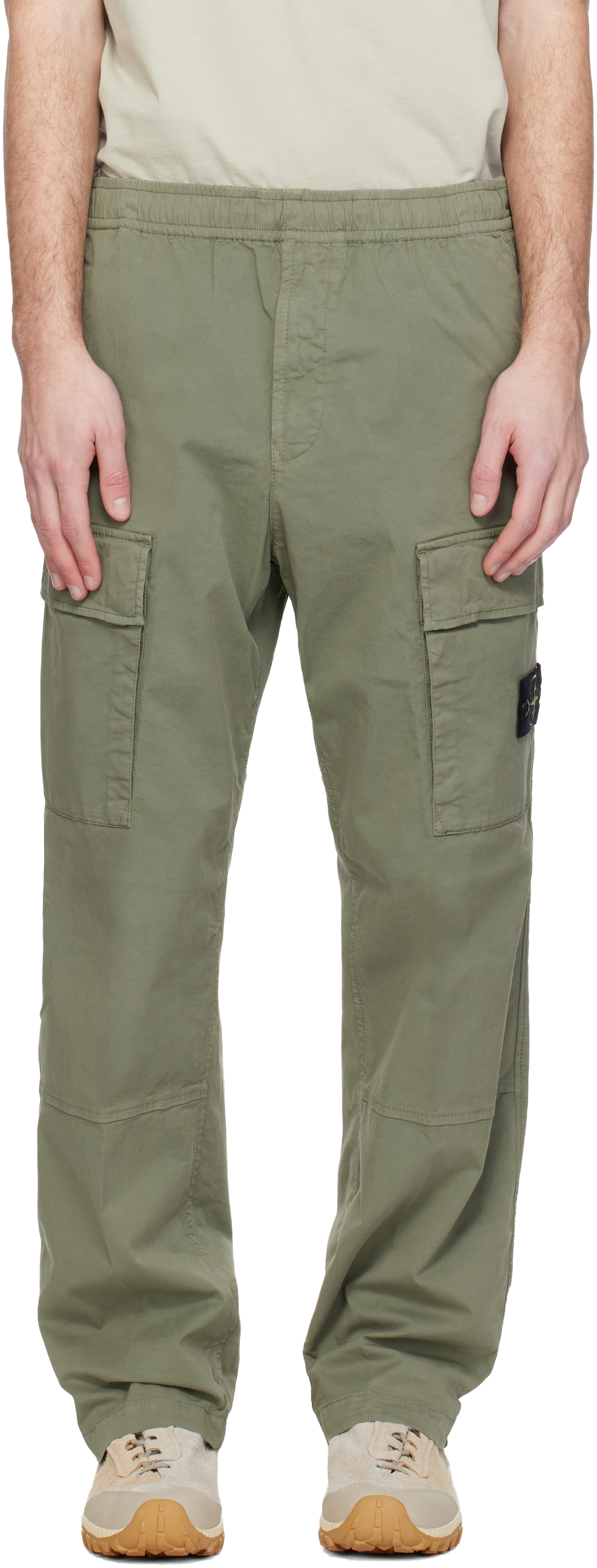 stone  カーゴパンツ　カーキ　リブ付き Stone Island: カーキ 3100020 Stretch Organic Cotton Twill カーゴ