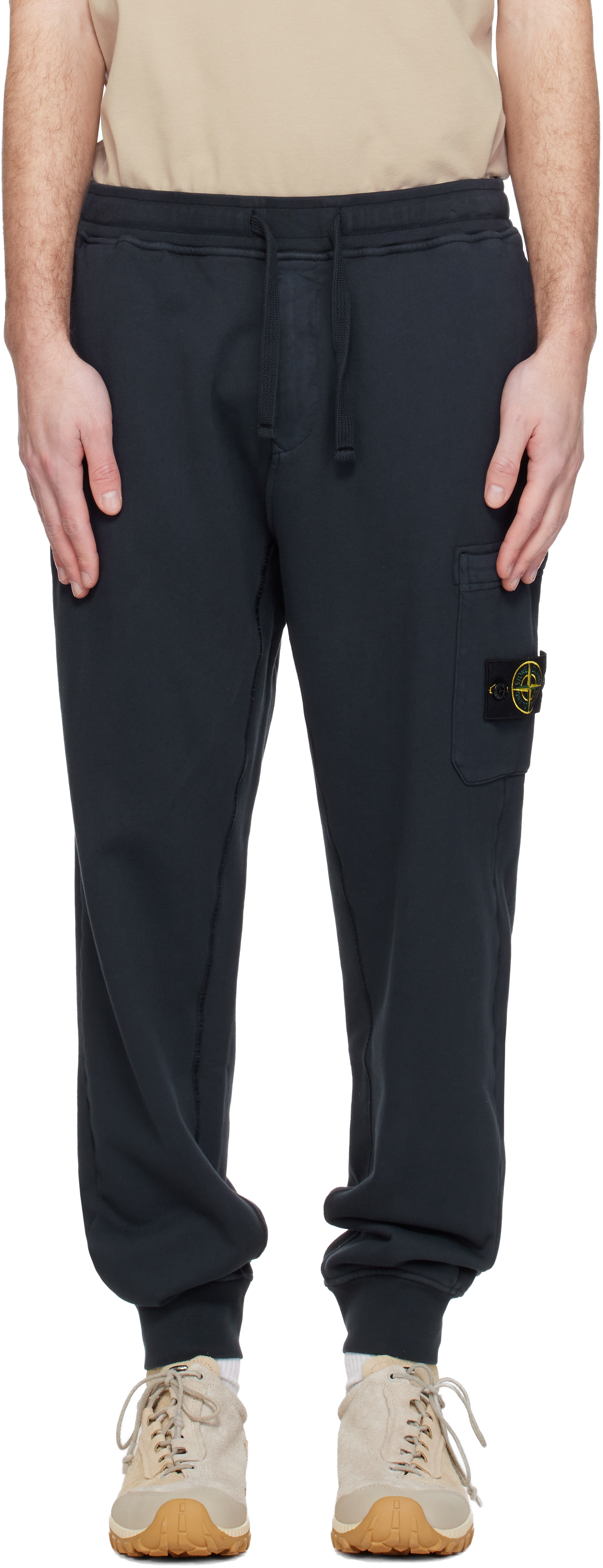 Stone Island Navy 6200021 Organic Cotton Fleece Cargo Pants