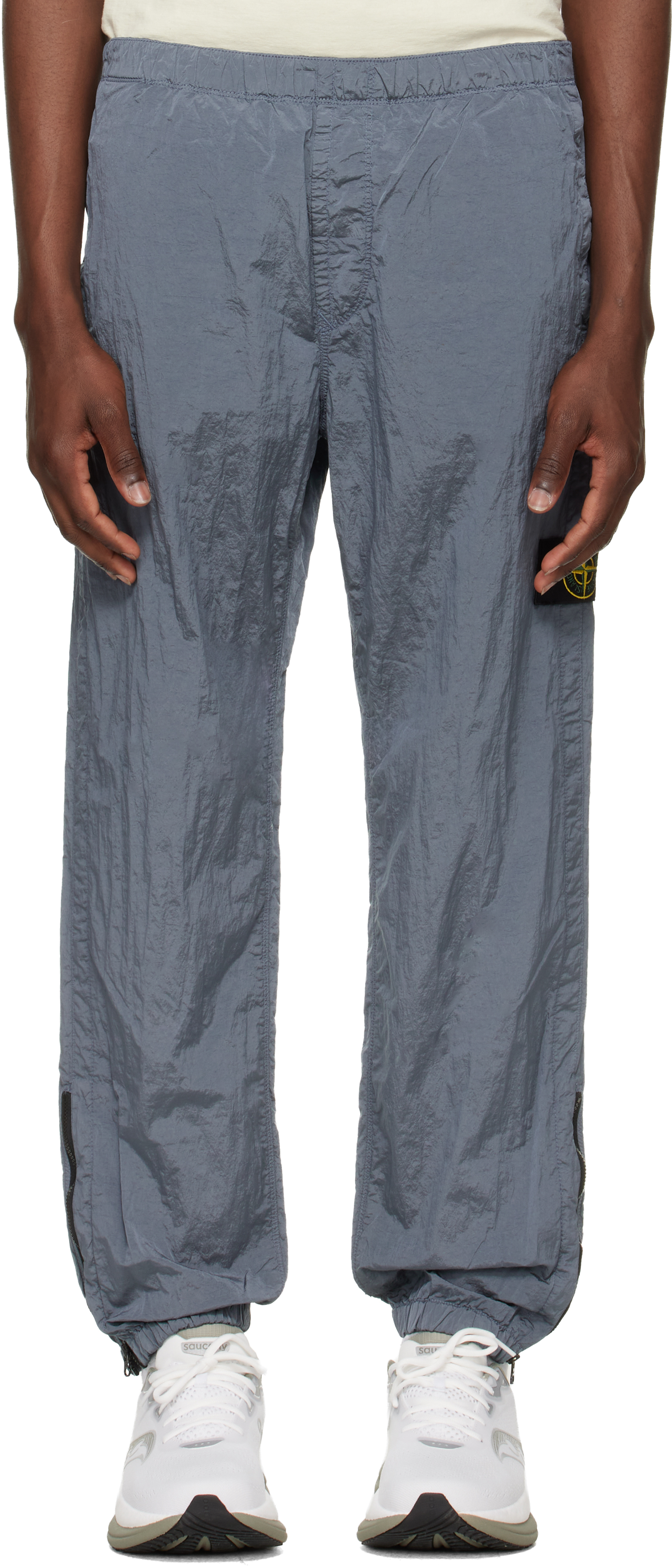 Stone Island: Blue 3100035 Nylon Metal ECONYL Trousers | SSENSE Canada