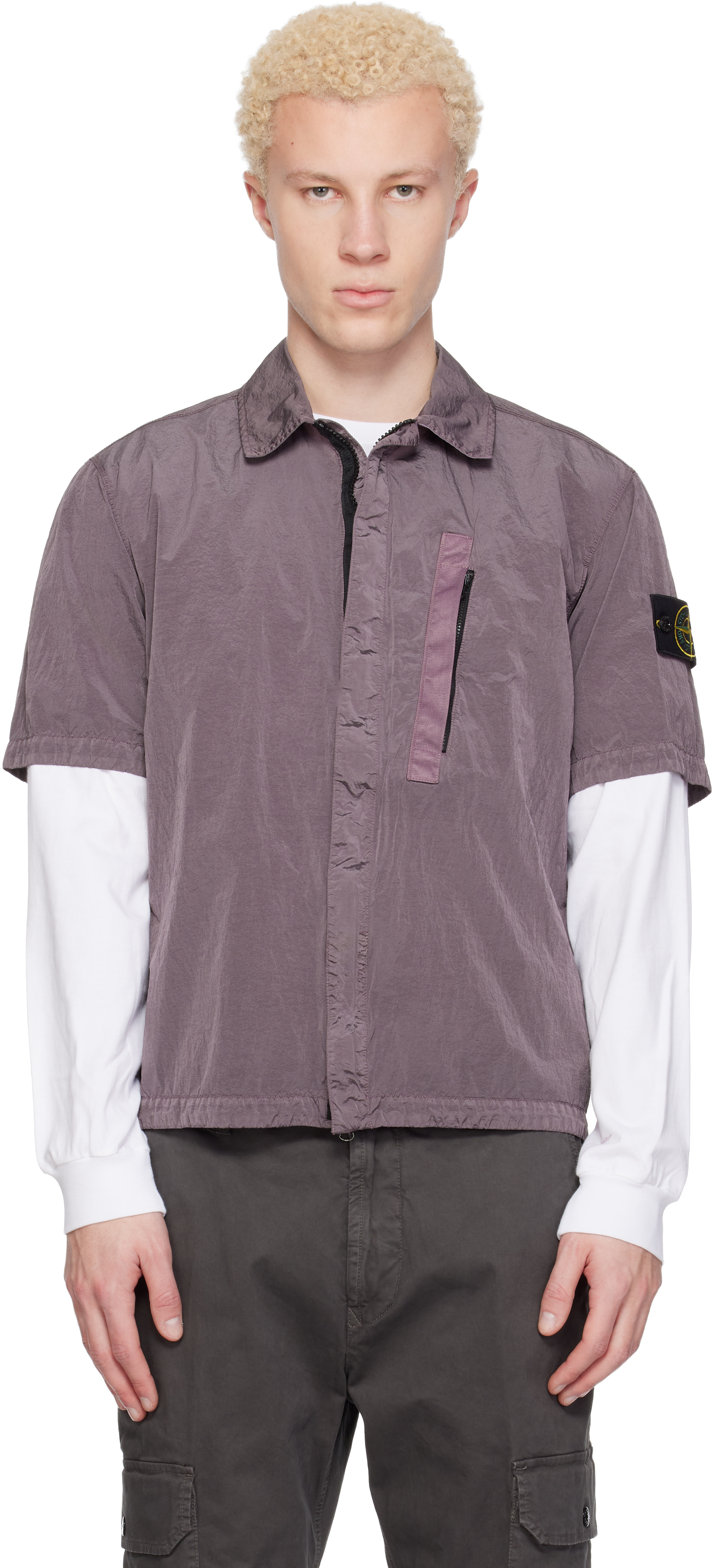 Purple 1200028 Nylon Metal ECONYL Shirt by Stone Island on Sale