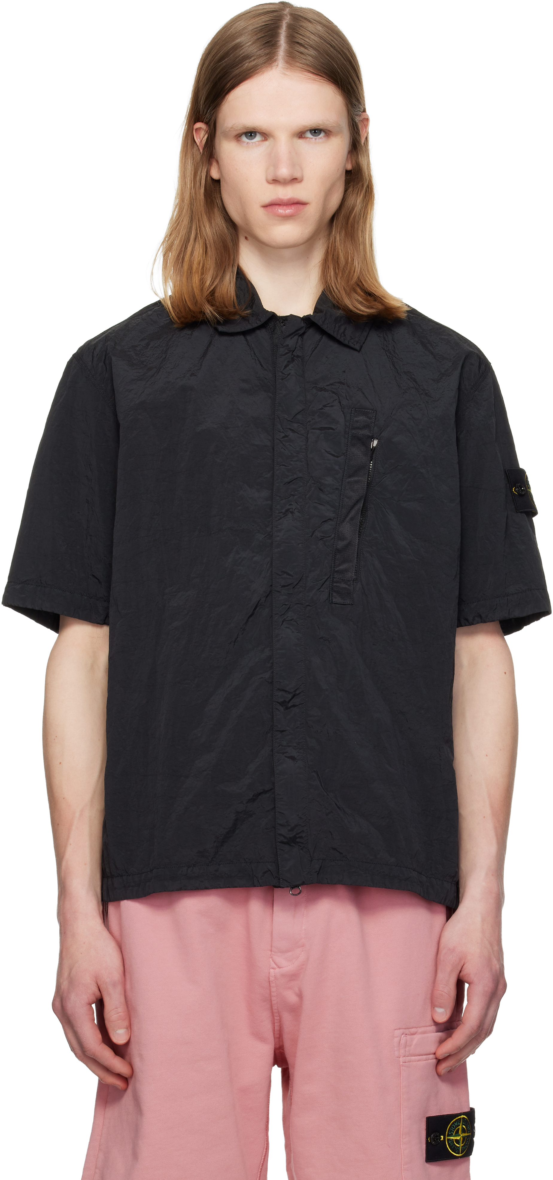 Stone Island: ブラック 1200028 Nylon Metal ECONYL シャツ | SSENSE 日本