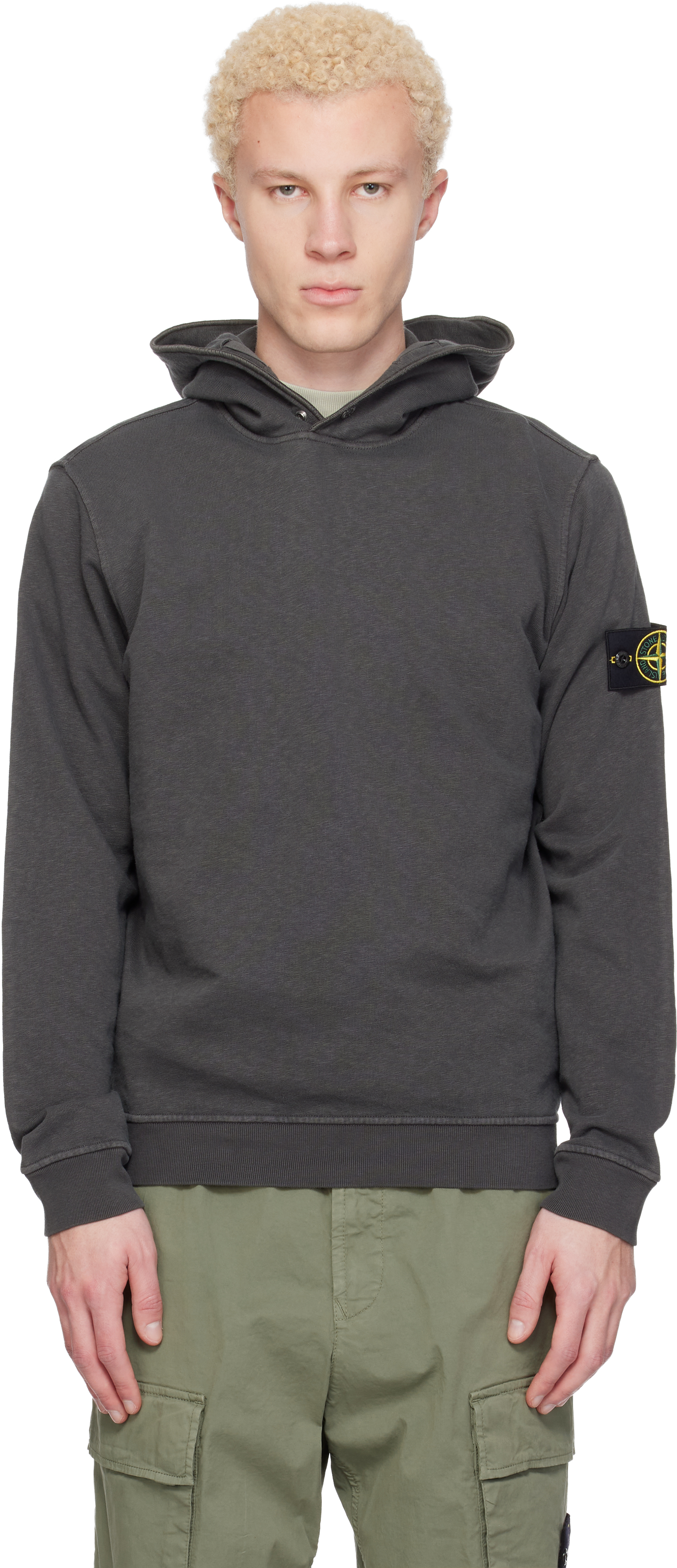 Stone Island: Gray 6100031 Malfilé Fleece Old Effect Hoodie | SSENSE