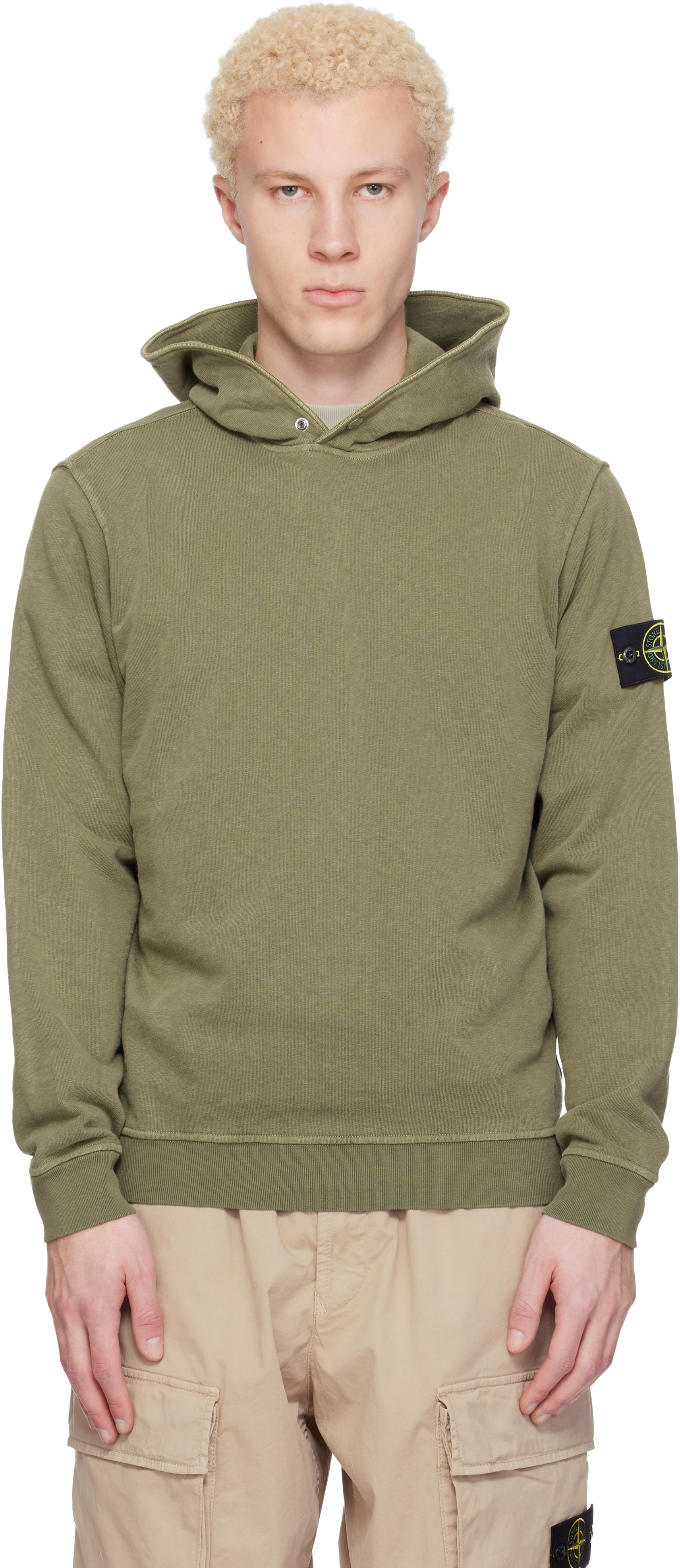 チ*ボ様 grunge fade 00s Stone  Trouse Stone Island: Khaki 6100031 Malfilé Fleece Old Effect Hoodie | SSENSE
