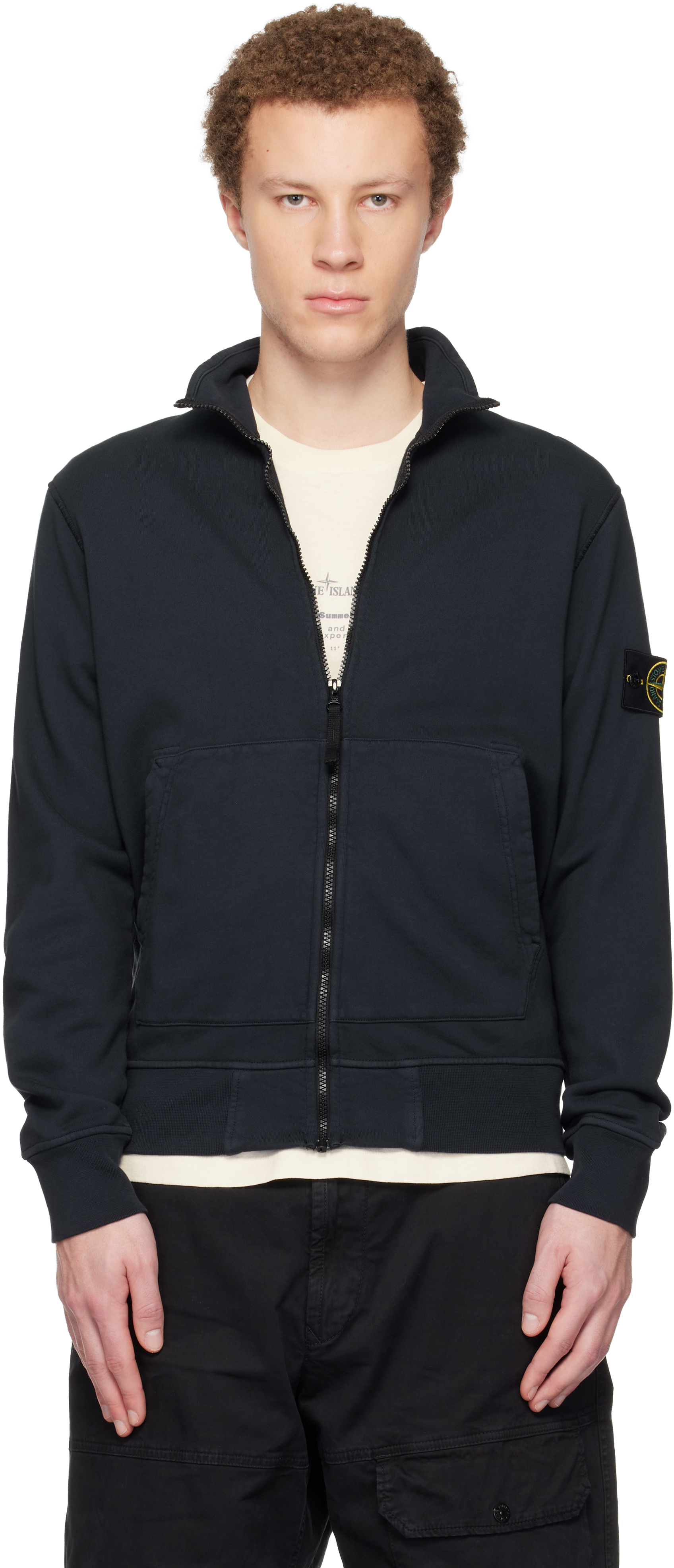 Stone Island Navy 6100063 Organic Cotton Fleece Jacket