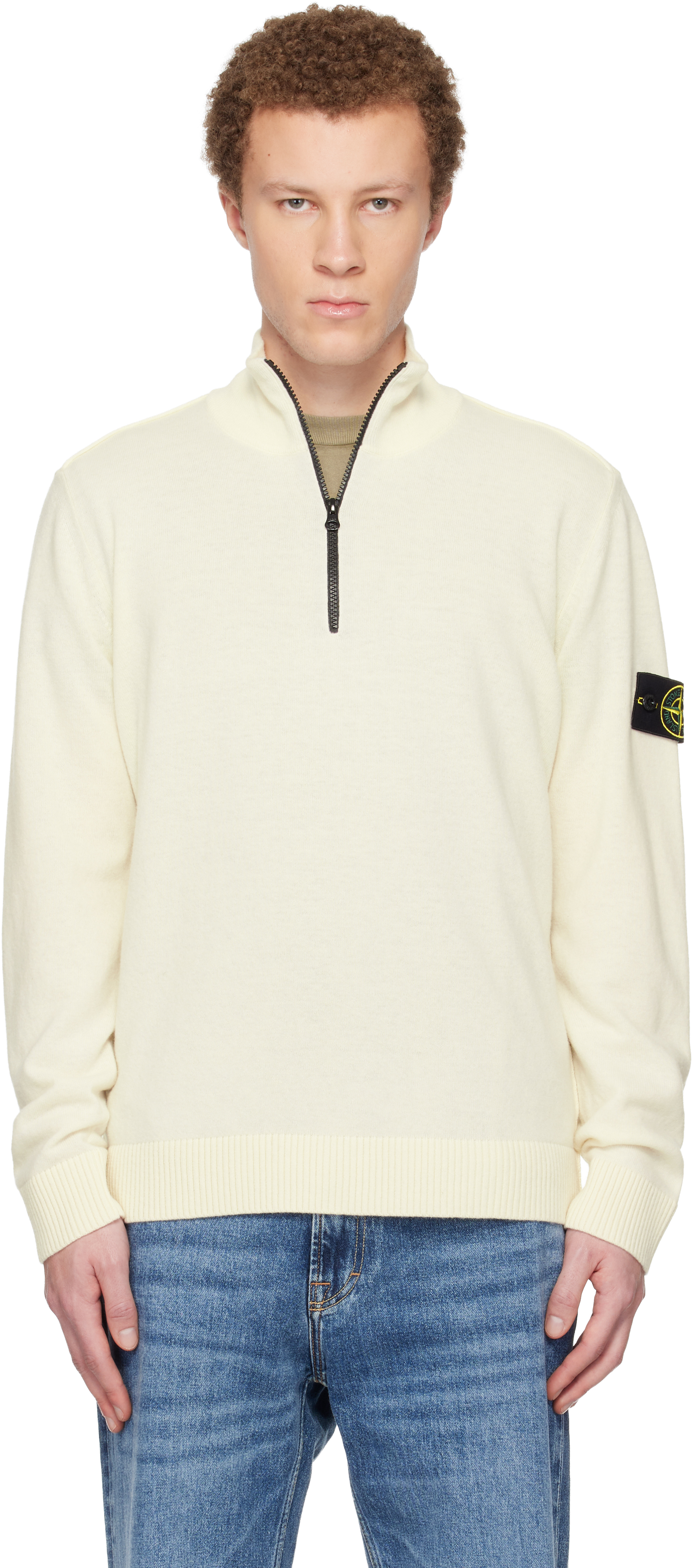 Stone Island: オフホワイト 5100012 Light RWS Geelong Wool セーター 