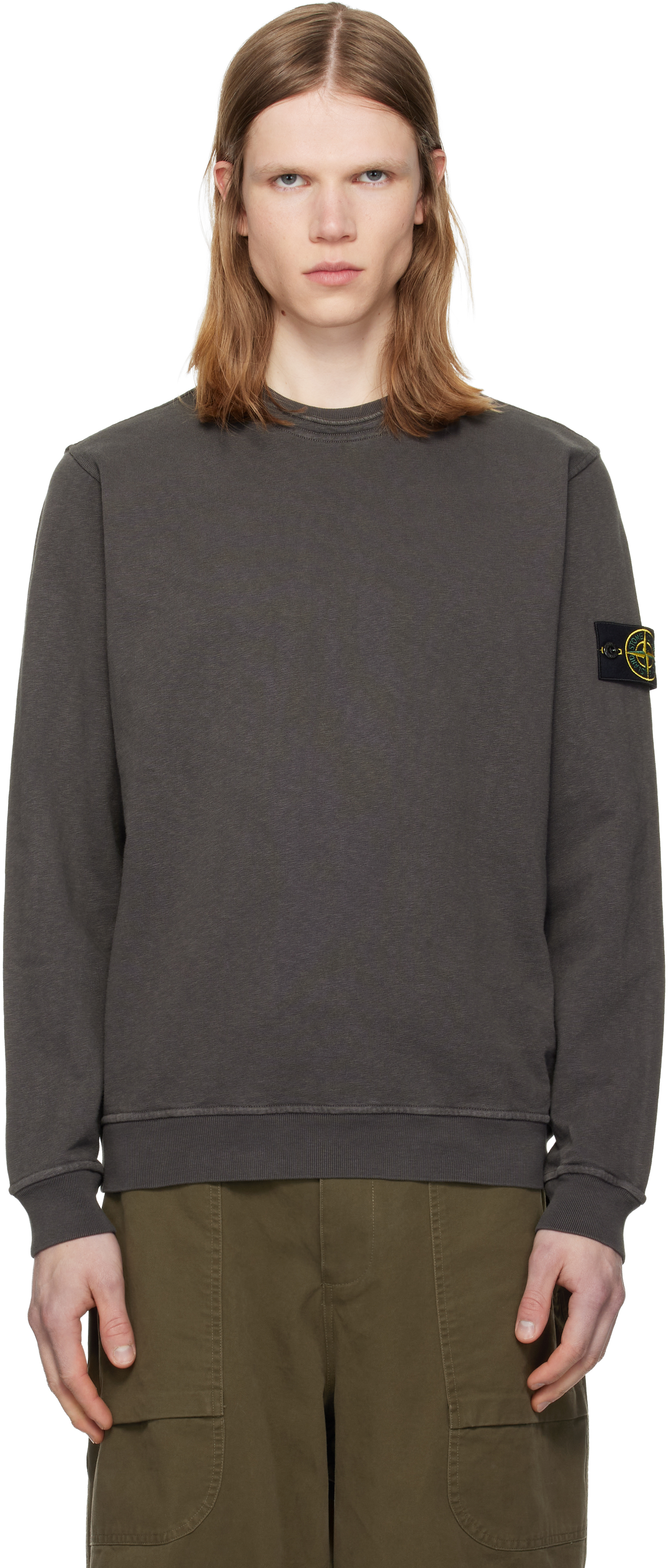 Stone Islandのグレー 6100034 Malfilé Fleece 'Old' Effect