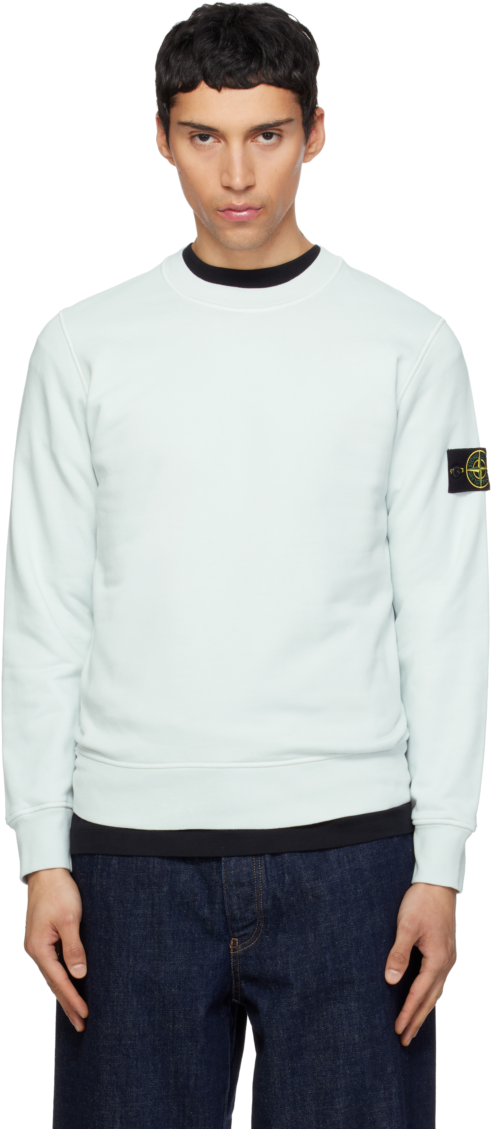 Blue 6100060 Organic Cotton Fleece Sweatshirt by Stone Island on Sale