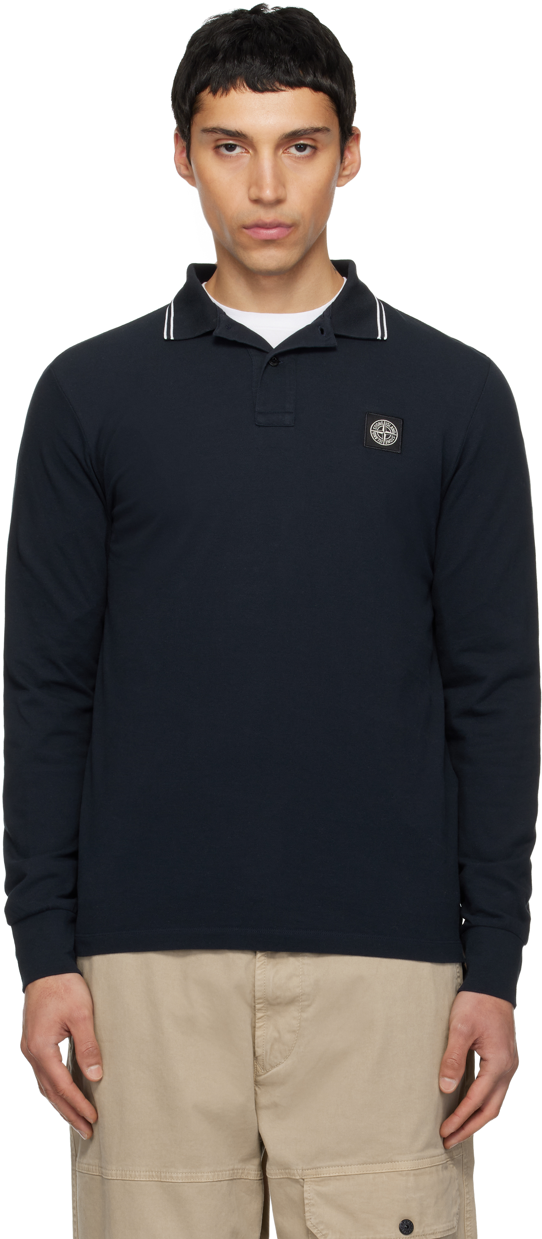 Stone Island: ネイビー 2200012 Organic Cotton Piqué ポロシャツ