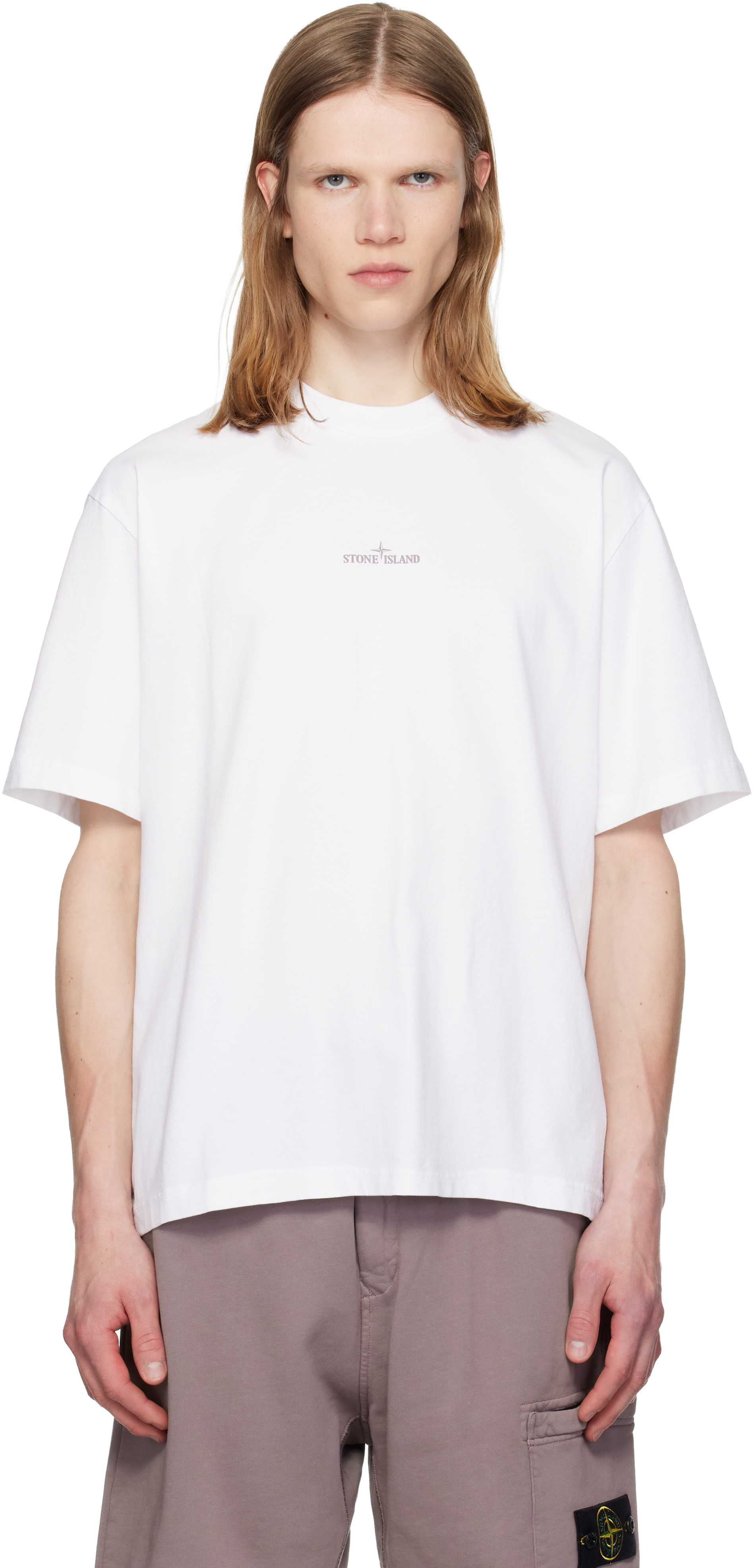 Stone  Organic Cotton Jersey 美品 Stone Island: White 2100001 Combed Organic Cotton Jersey T-shirt