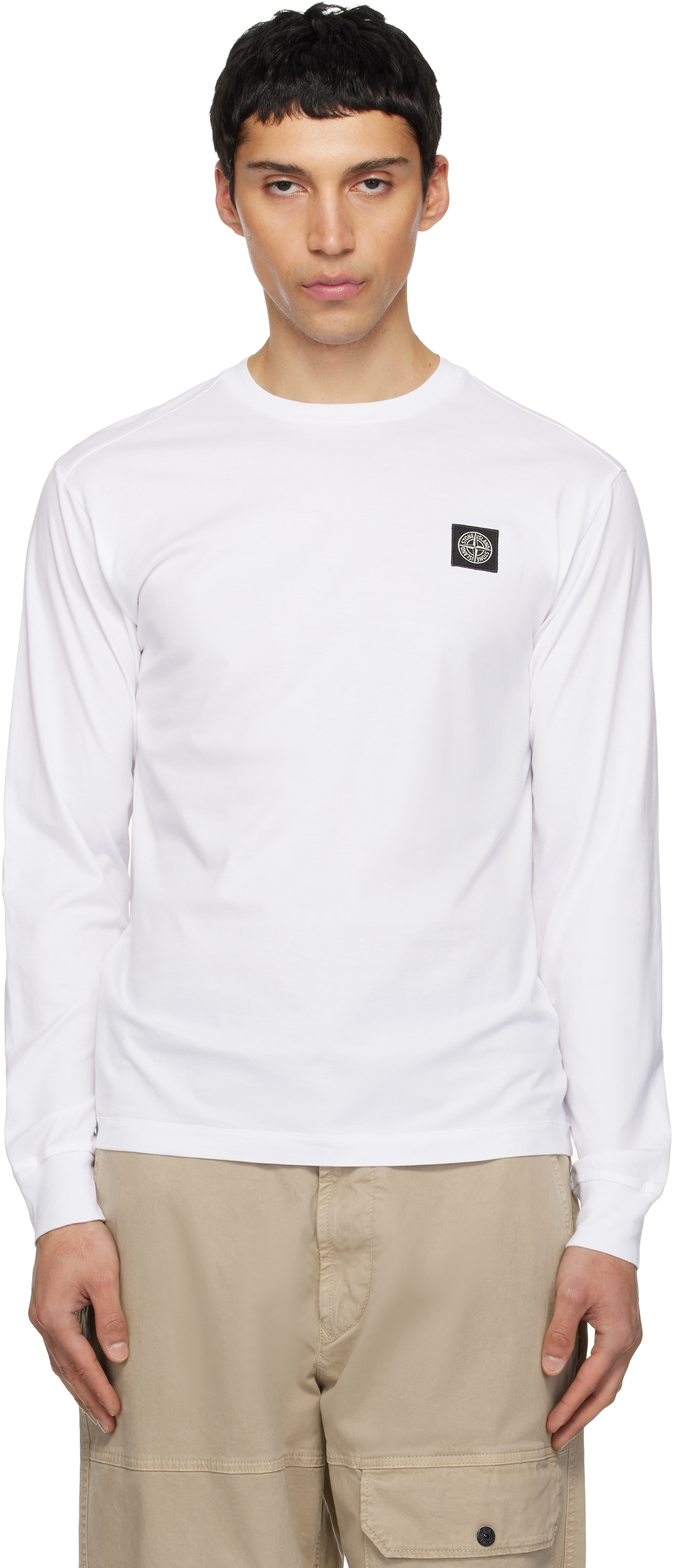 Stone Island: ホワイト 2100031 60/2 Cotton Jersey Tシャツ | SSENSE 