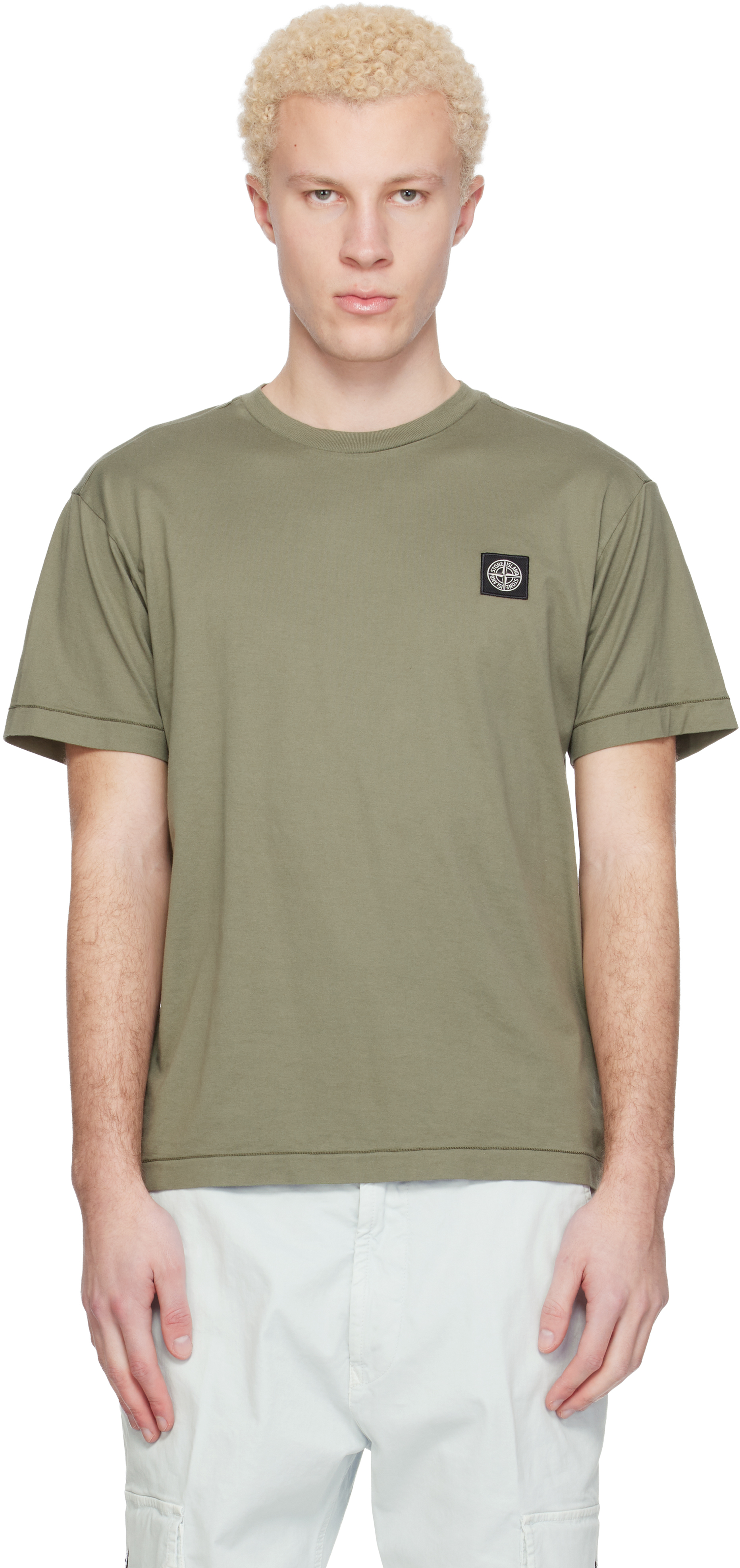 Stone Island: カーキ 2100027 60/2 Cotton Jersey Tシャツ | SSENSE 日本