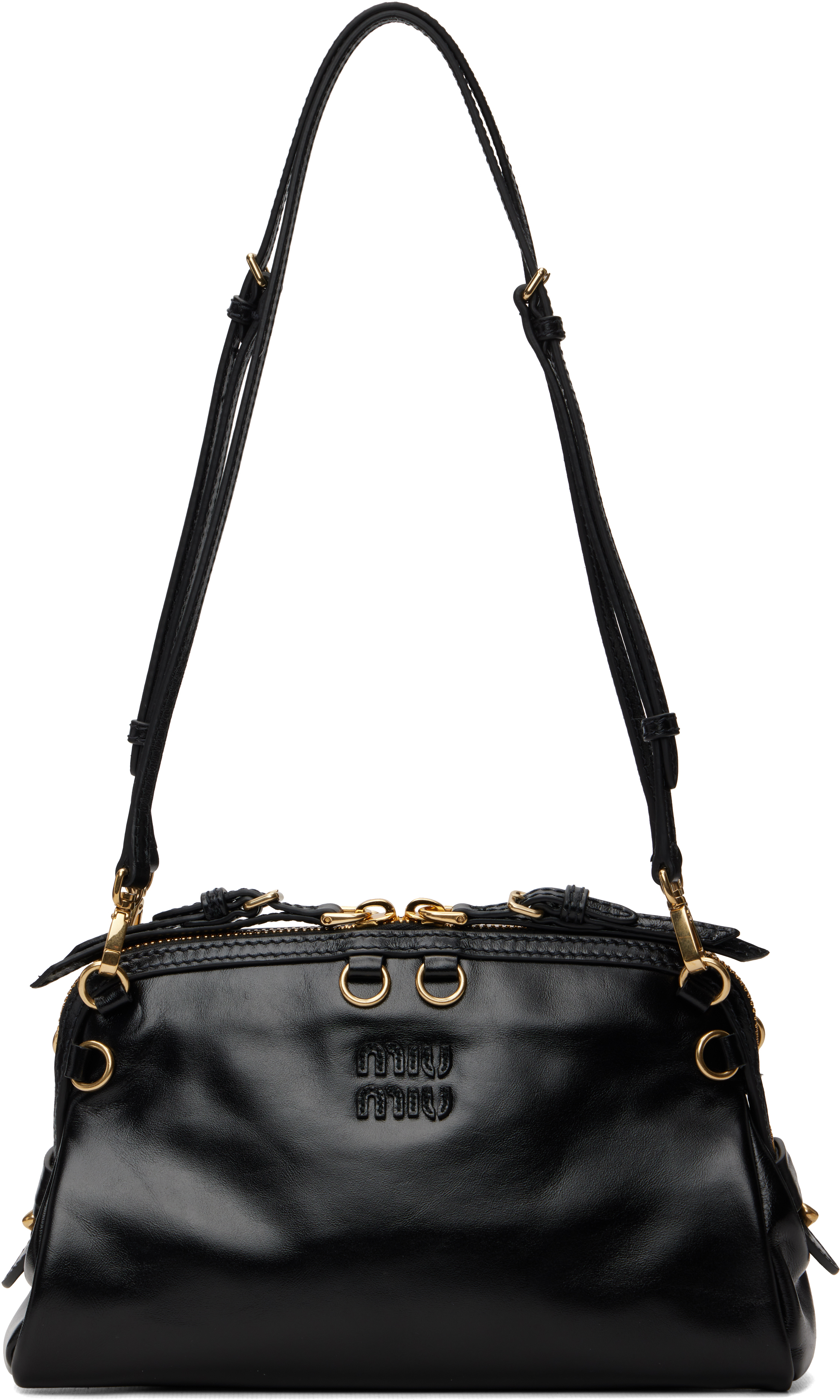 Miu Miu: Black Softy Shine Bag | SSENSE Canada
