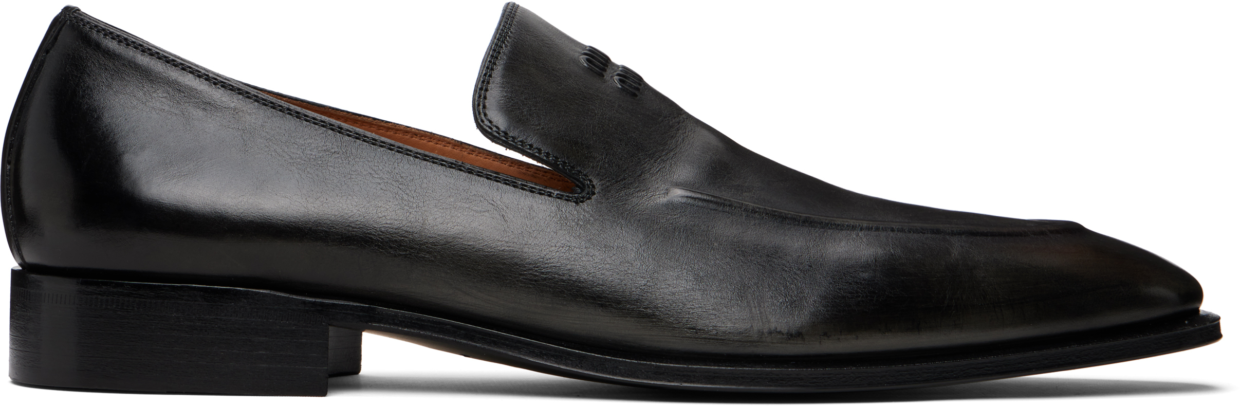 Miu Miu: Black Leather Loafers | SSENSE Canada