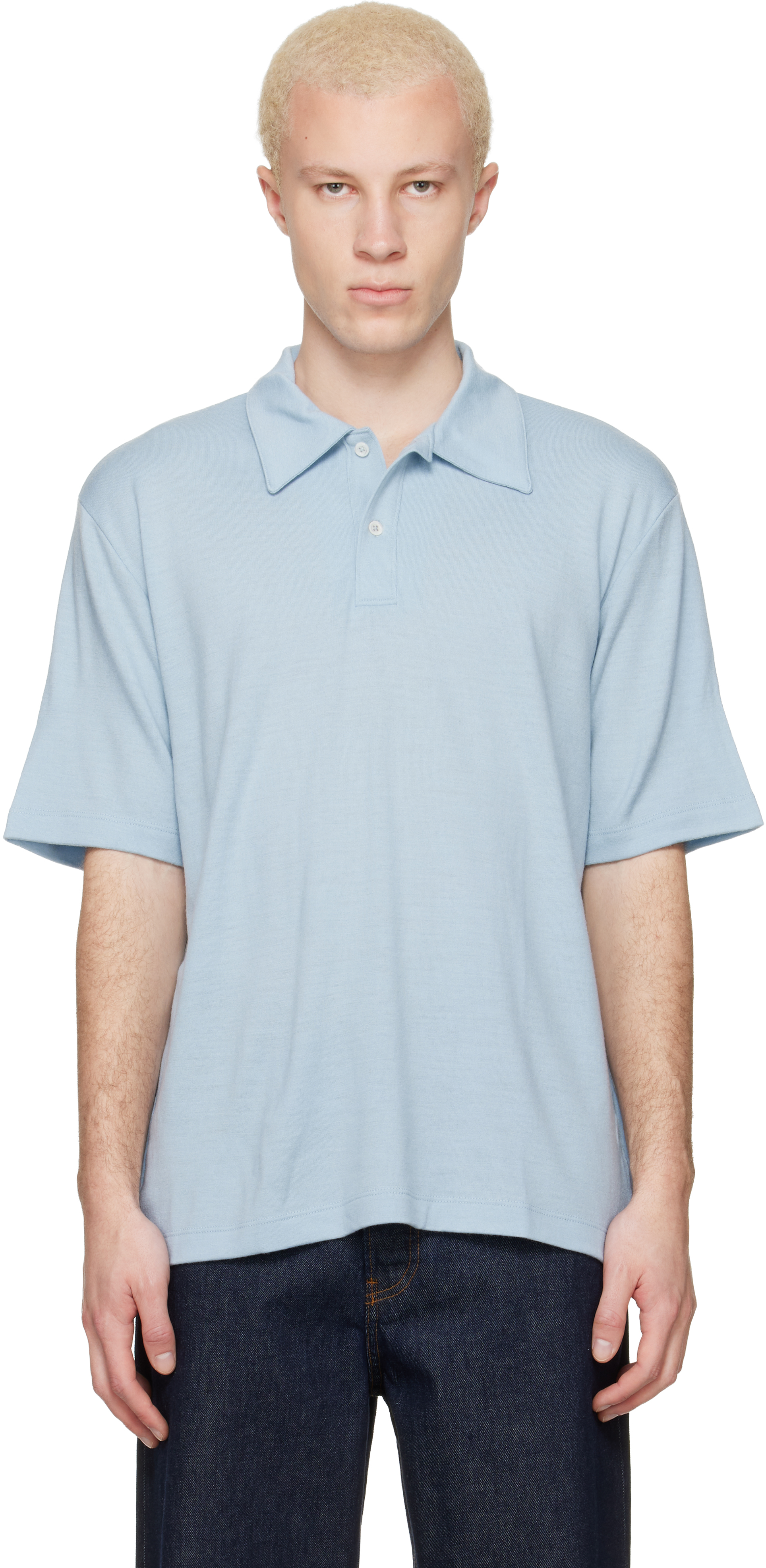 Lady White Co.: Blue Summer Wool Polo | SSENSE Canada