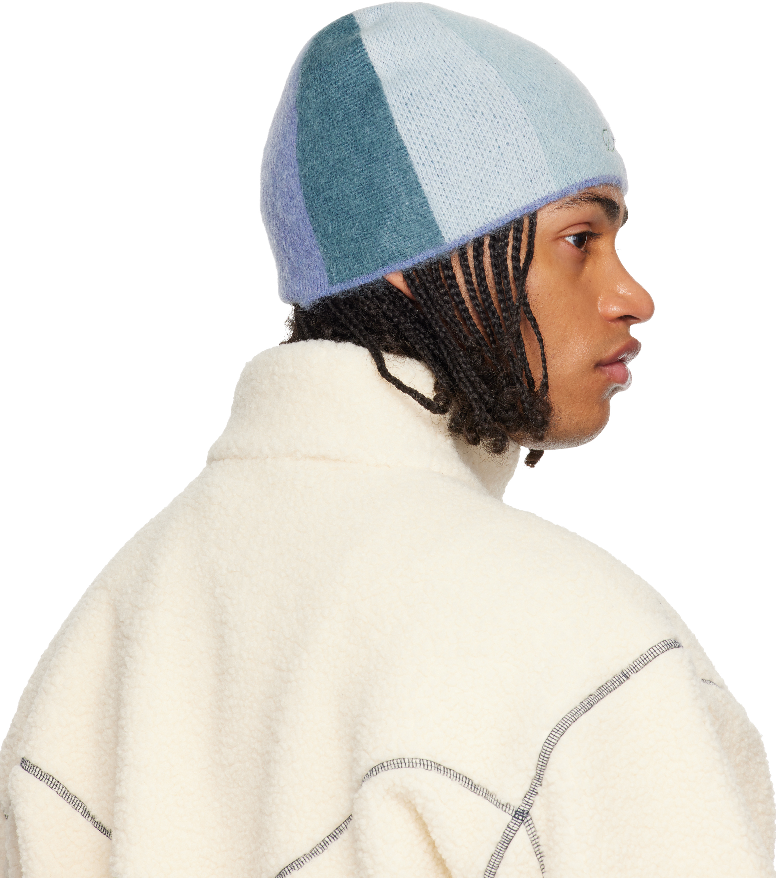 Dime Blue Mohair Skully Beanie In Pattern