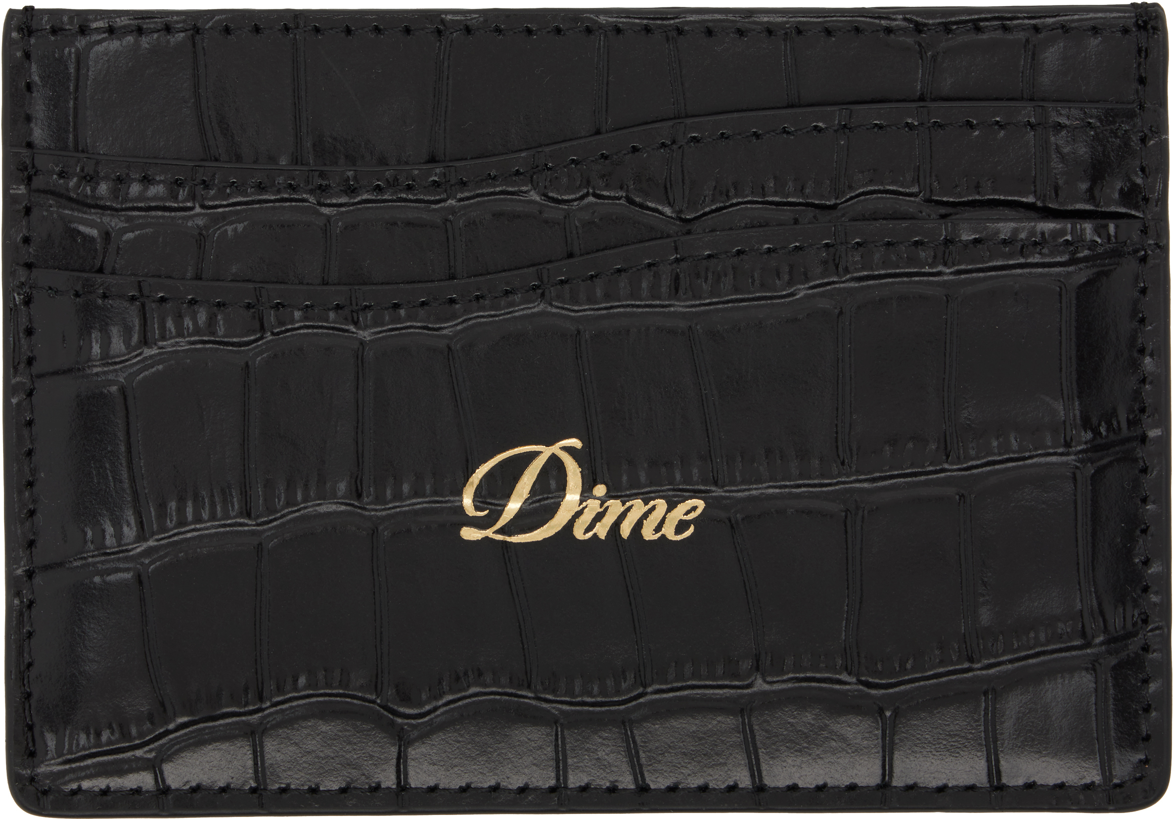 Dime Black Croc Card Holder