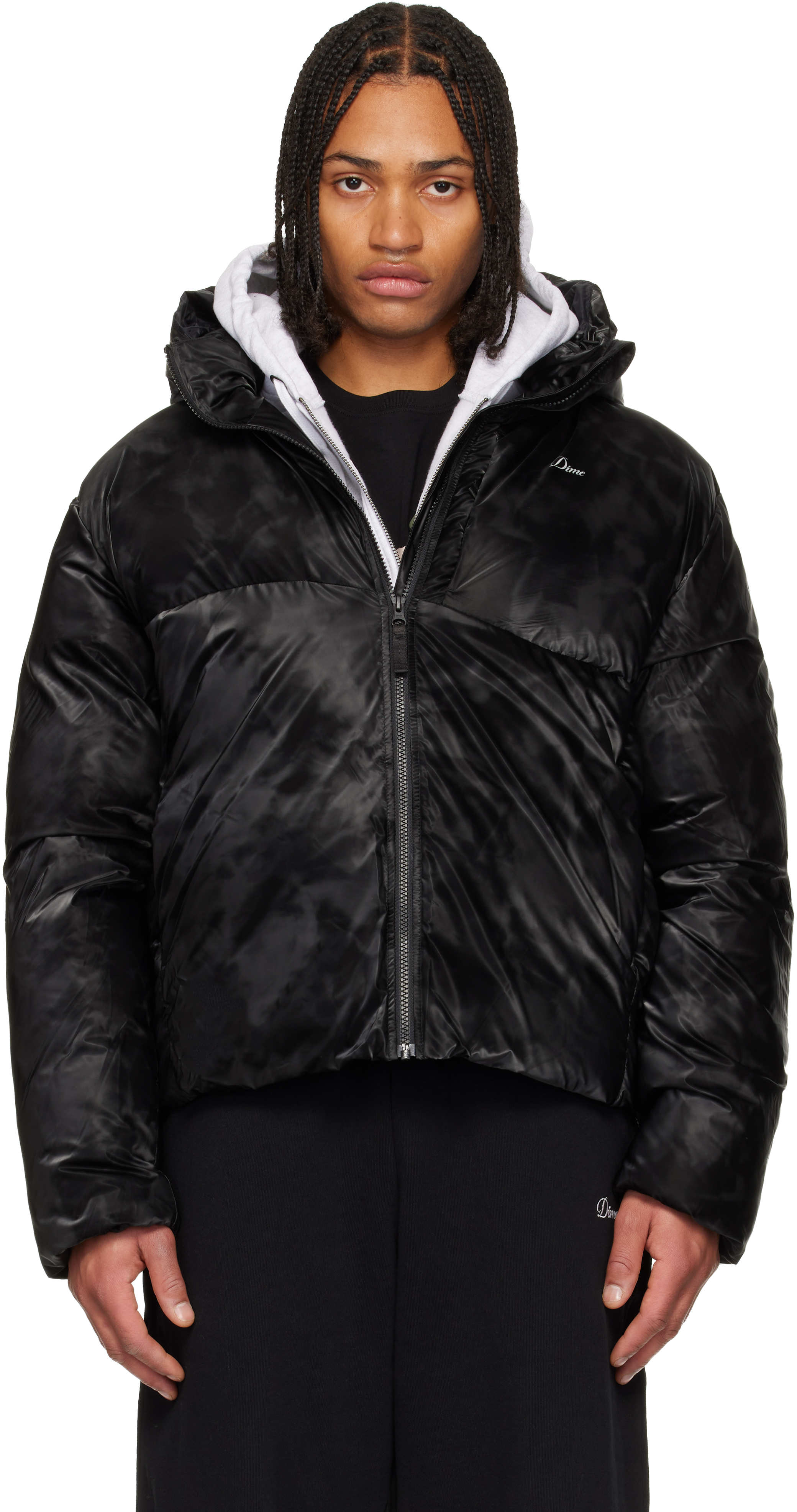 Dime Black Wavy Puffer Jacket