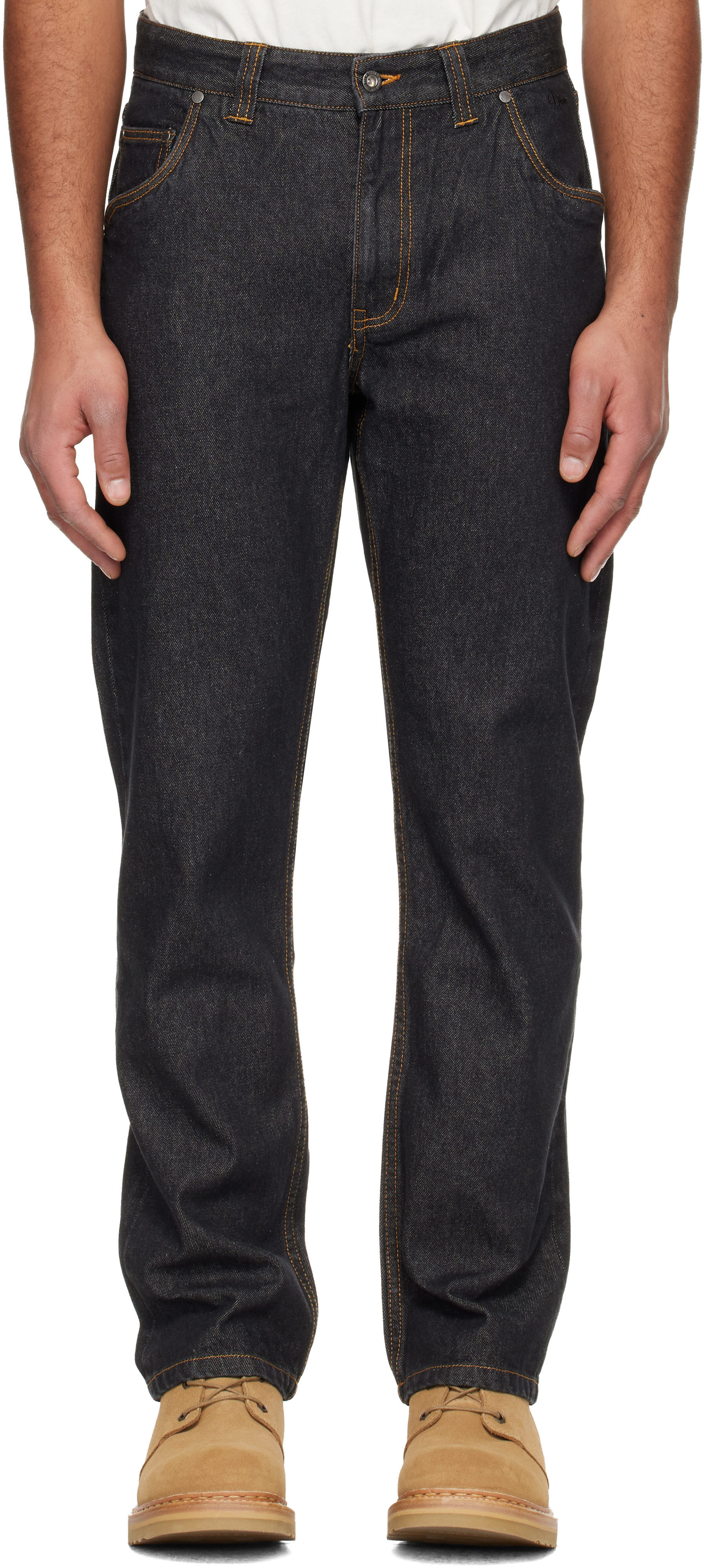 Dime ダークストレートデニム Dime: ブラック ストレートジーンズ | SSENSE 日本