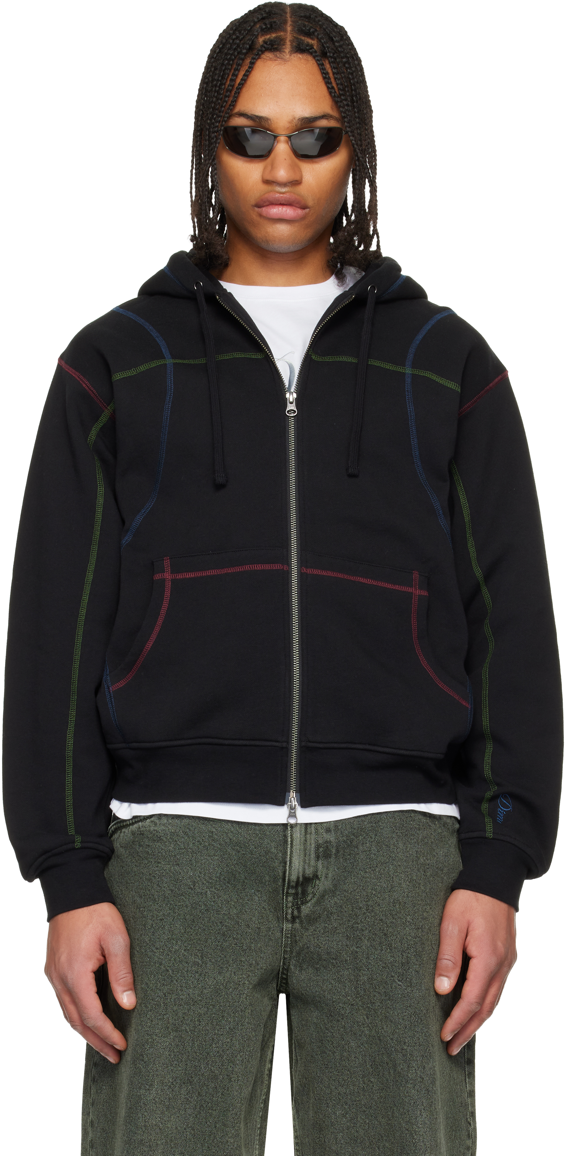 Dime Black Court Zip Hoodie In Multi