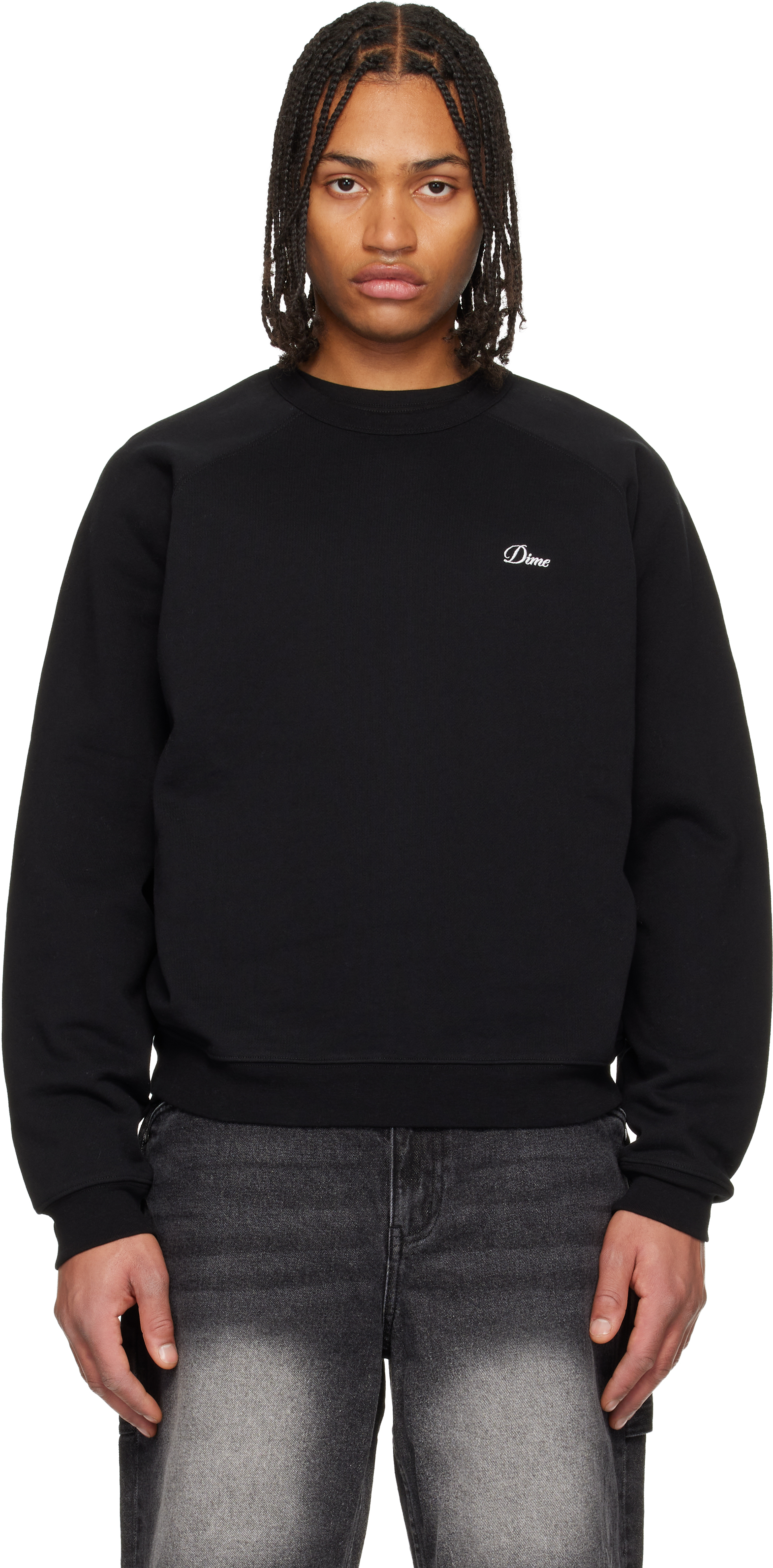 Dime Black Cursive Small Logo Crewneck Sweatshirt