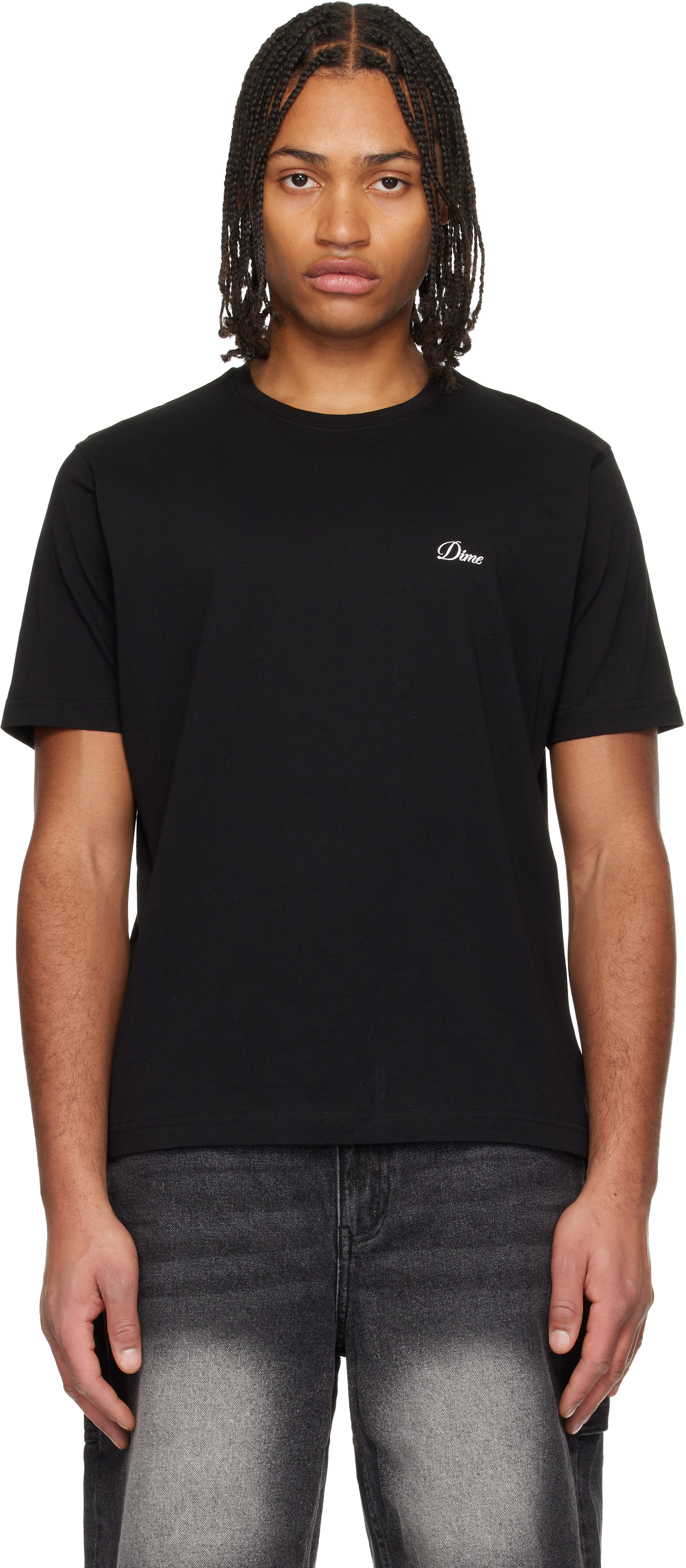 Dime Black Cursive Small Logo T-shirt