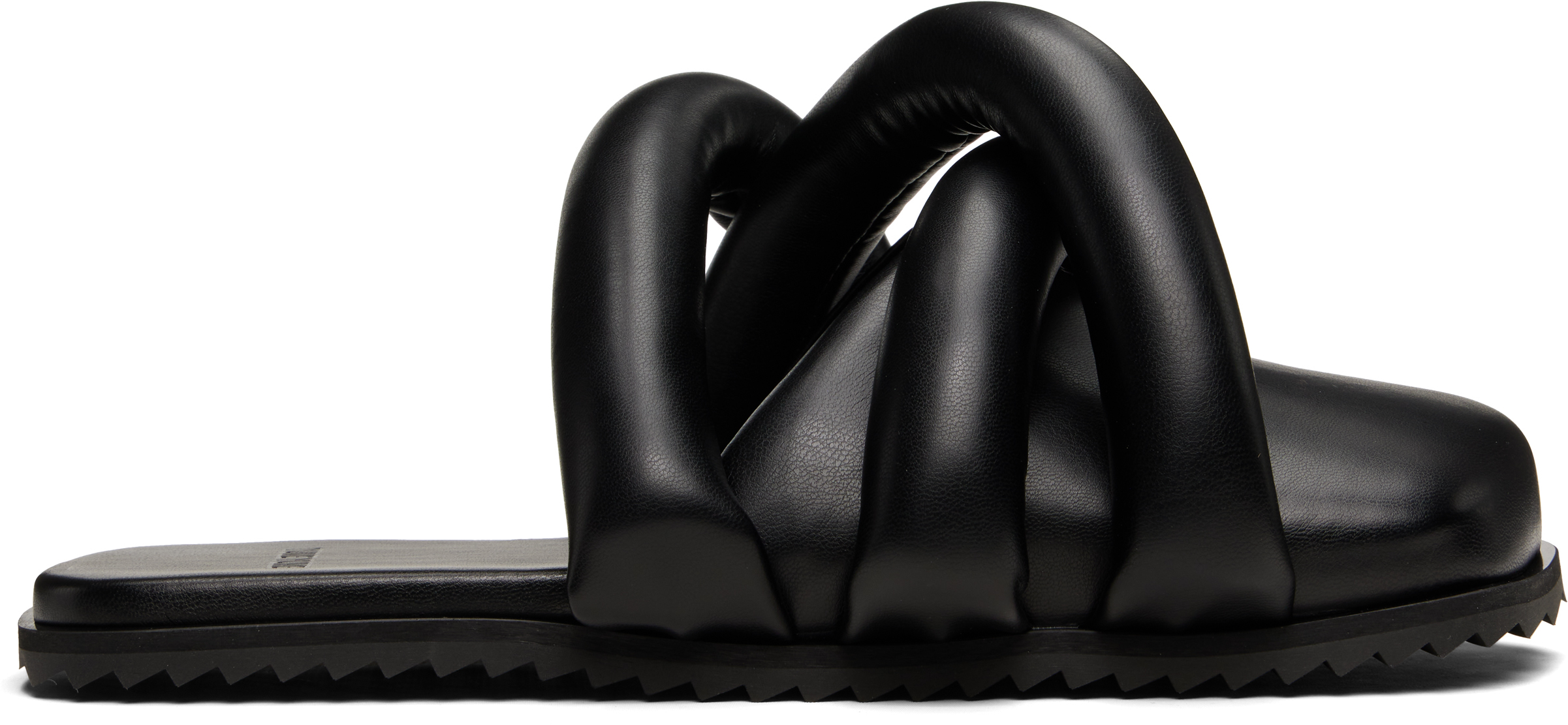 Black Closed Toe Tyre Slide Loafers by YUME YUME on Sale