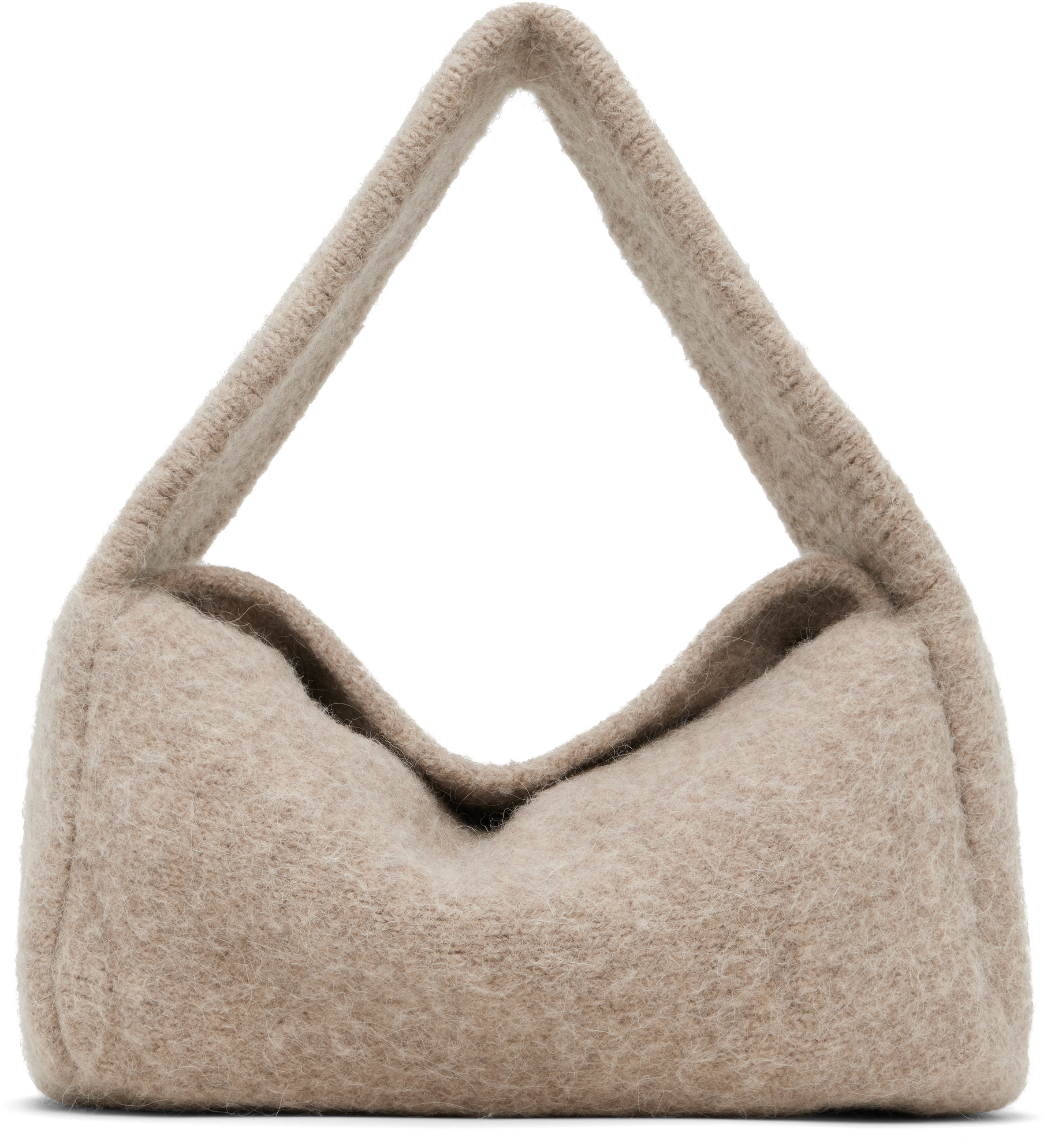 Taupe Knit Baguette Bag by Lauren Manoogian on Sale