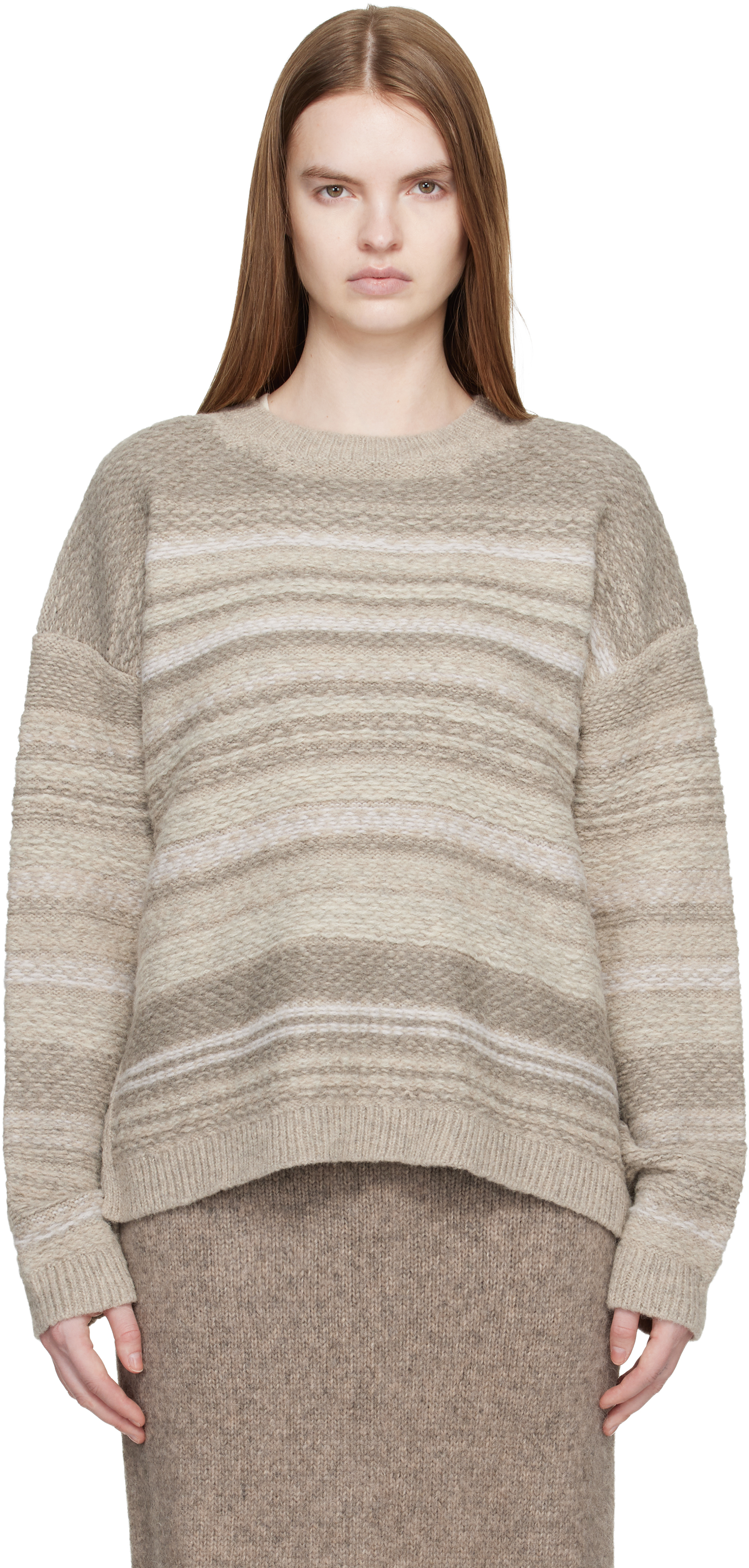 Lauren Manoogian SSENSE Exclusive Gray Jacquard Crewneck Sweater