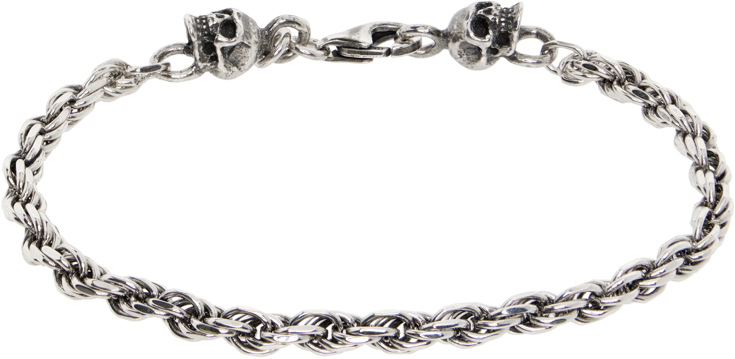 SSENSE Exclusive Rope Chain Skulls Bracelet by Emanuele Bicocchi