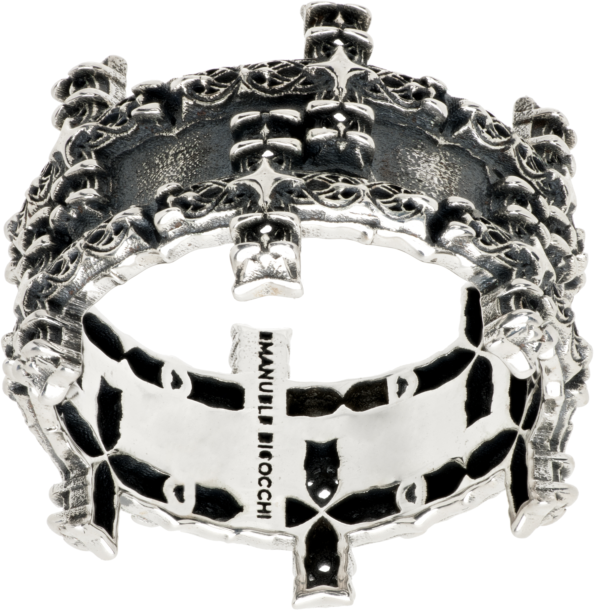 Notre-Dame Cross Double Band Ring by Emanuele Bicocchi on Sale