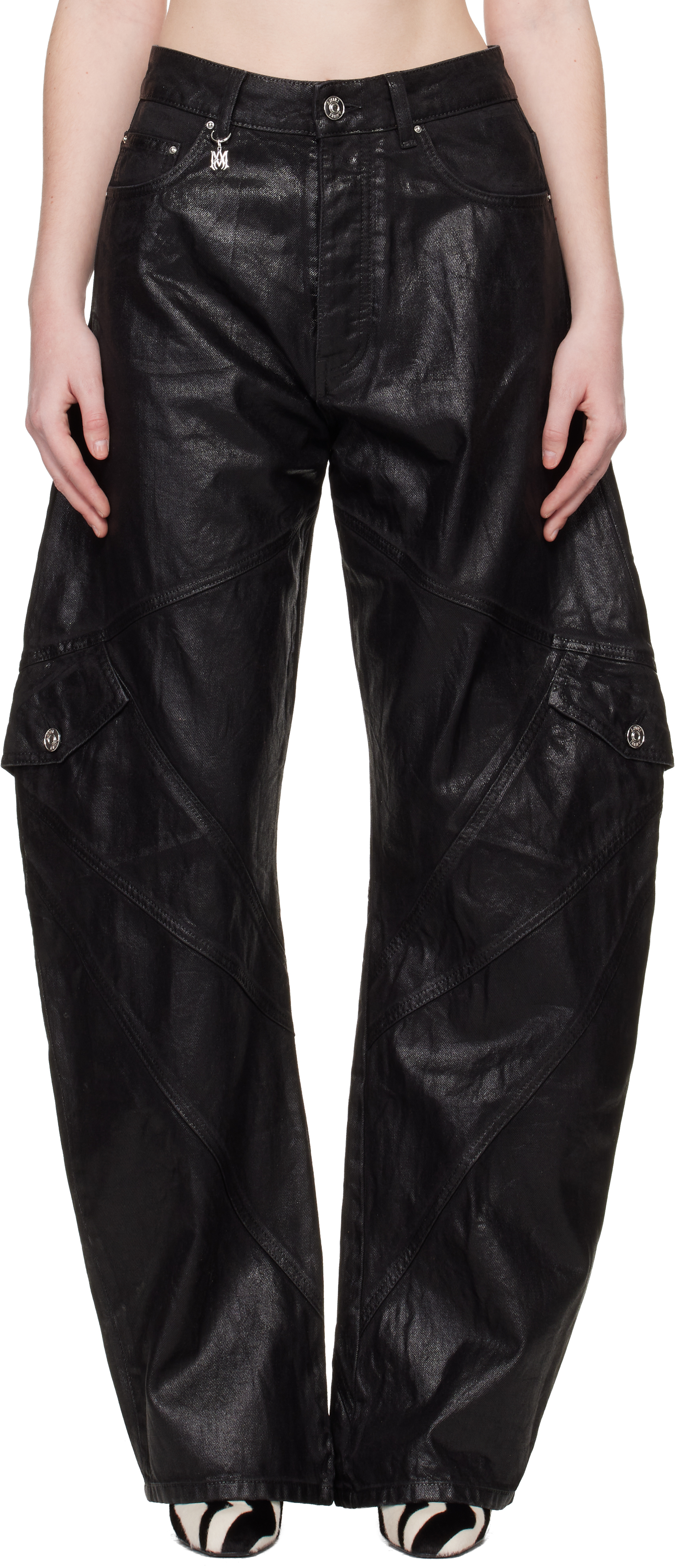 Black Waxed Paneled Jeans by AMIRI on Sale