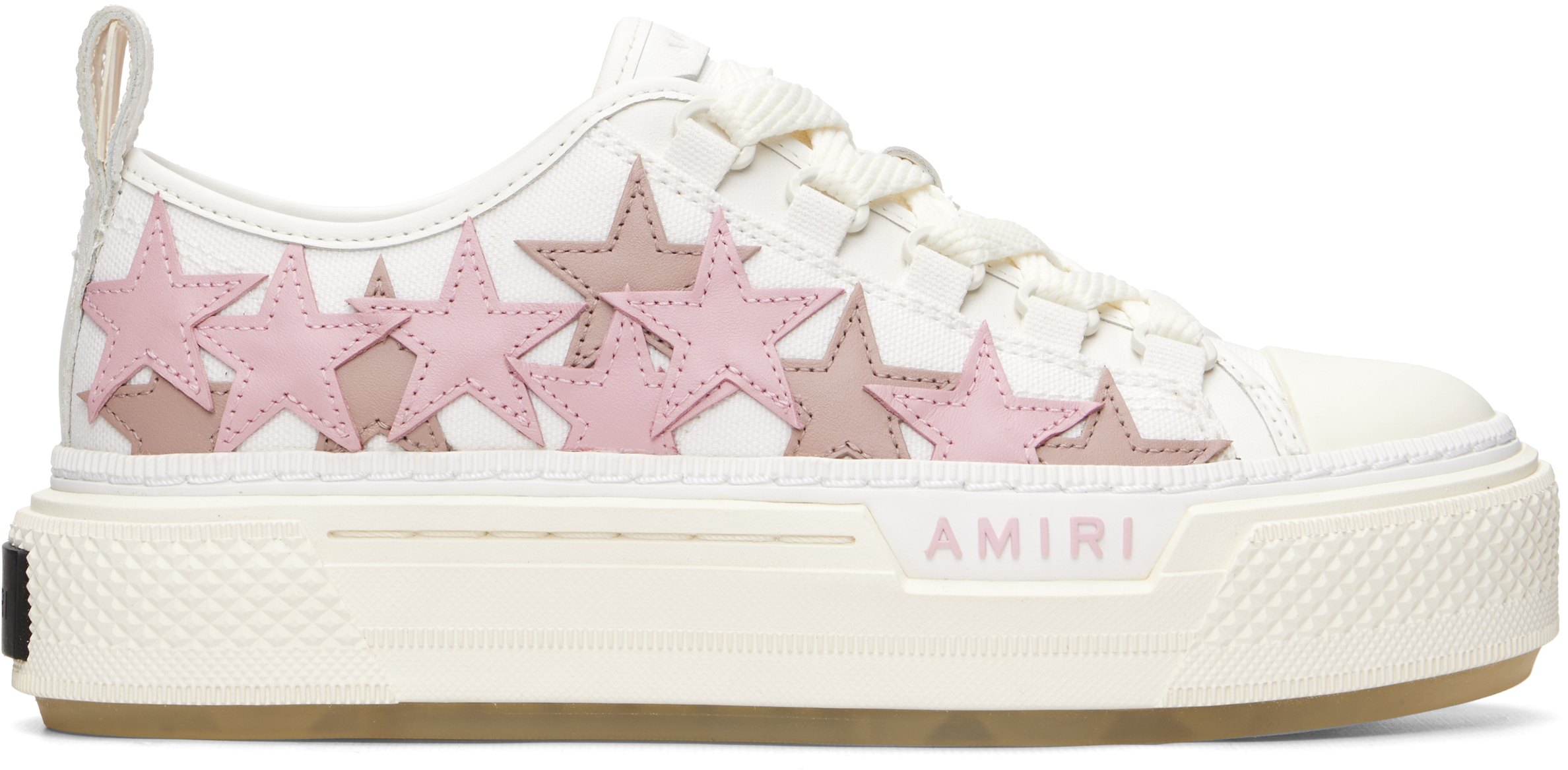 靴 AMIRI Stars Court Platform Low Sneakers AMIRI: White & Pink Stars Court Low Sneakers | SSENSE Canada
