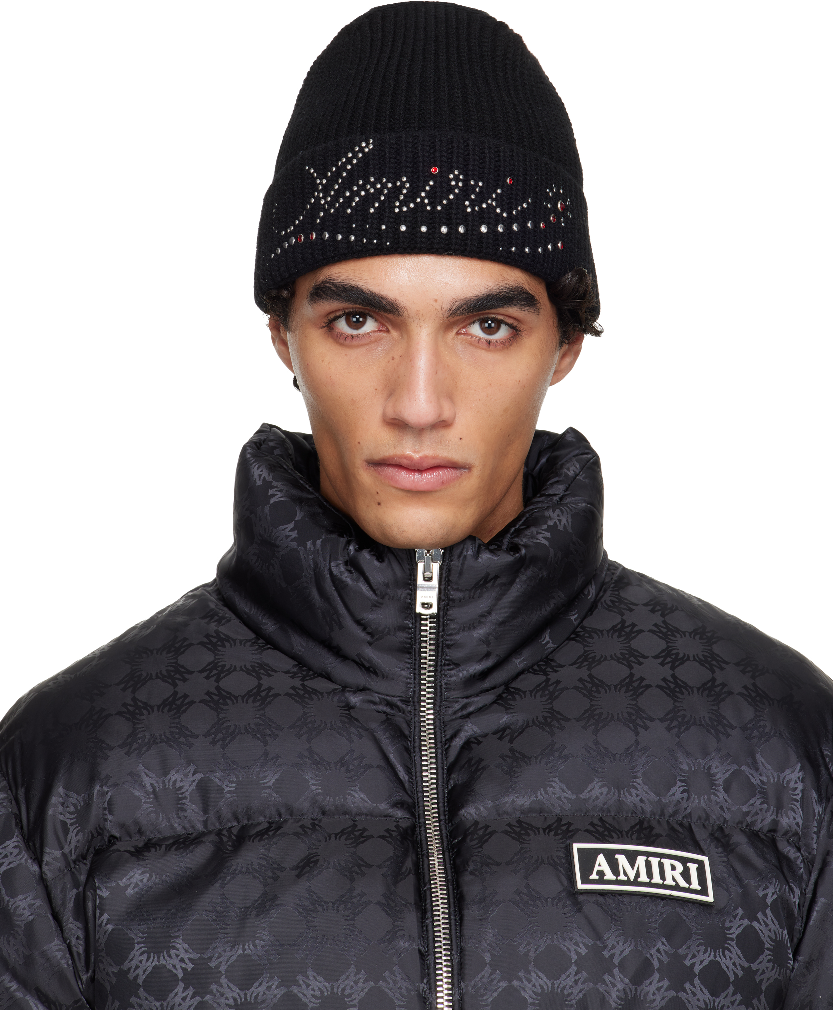 AMIRI: Black 'AMIRI' Stud Beanie | SSENSE