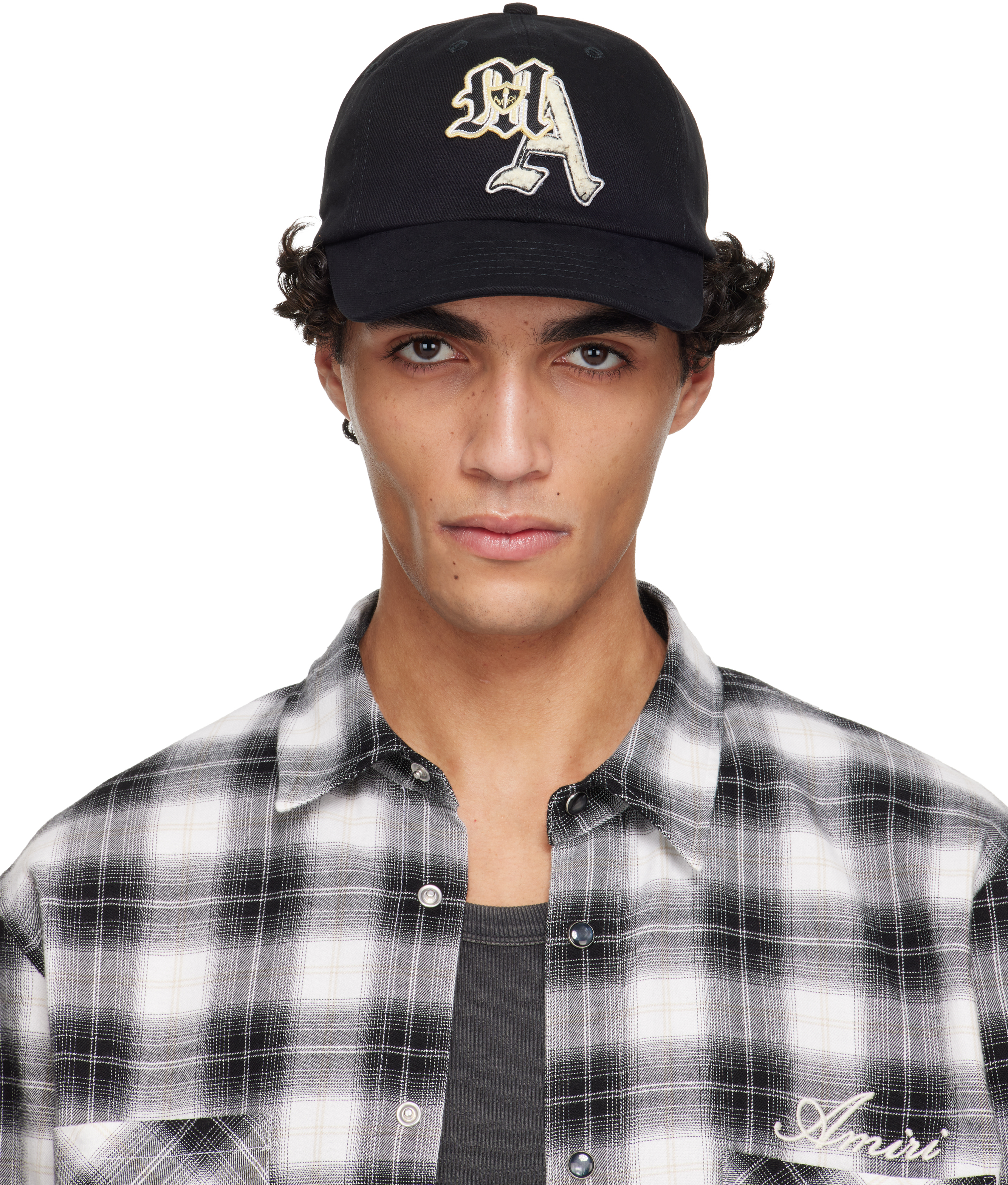 AMIRI: ブラック Varsity Patch キャップ | SSENSE 日本