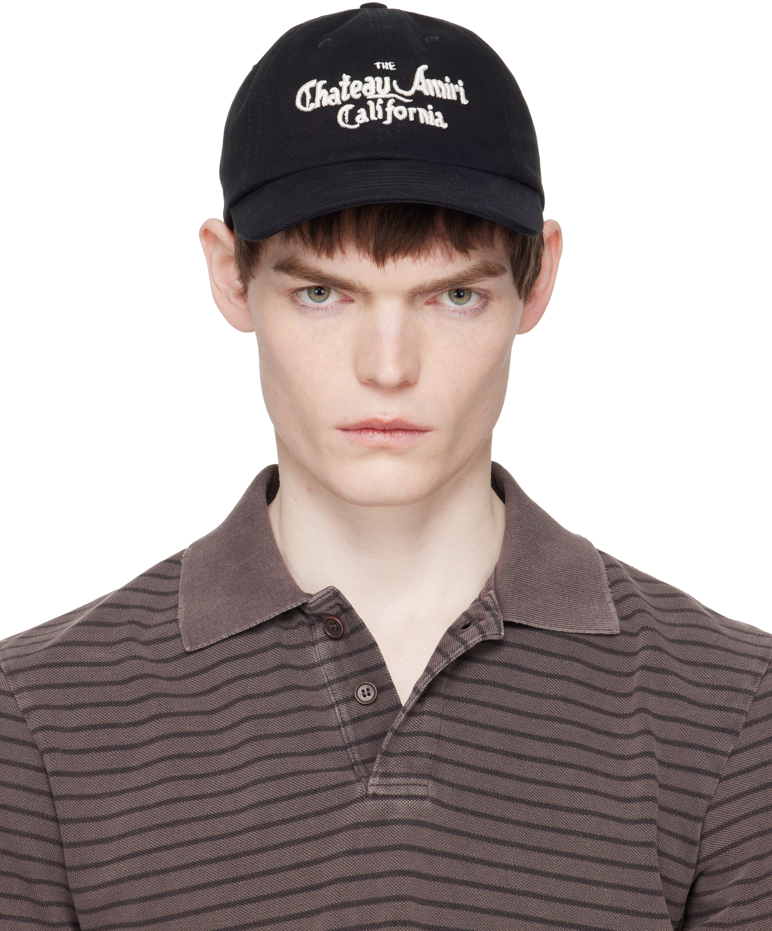 【国内正規】AMIRI BAROQUE LOGO DAD HAT AMIRI: Black 'Chateau Amiri' Dad Cap | SSENSE