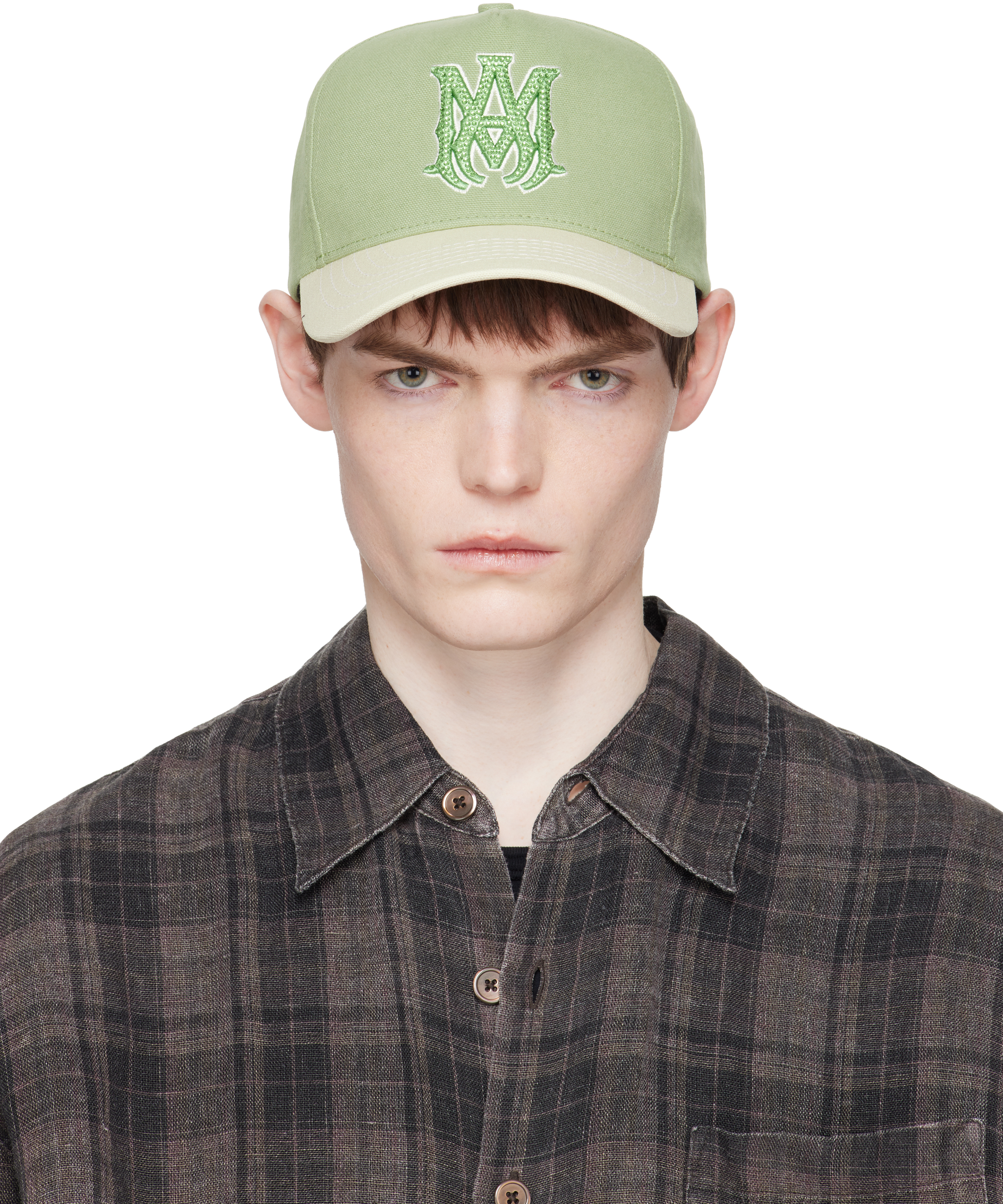 Green Two Tone Crystal MA Cap by AMIRI on Sale