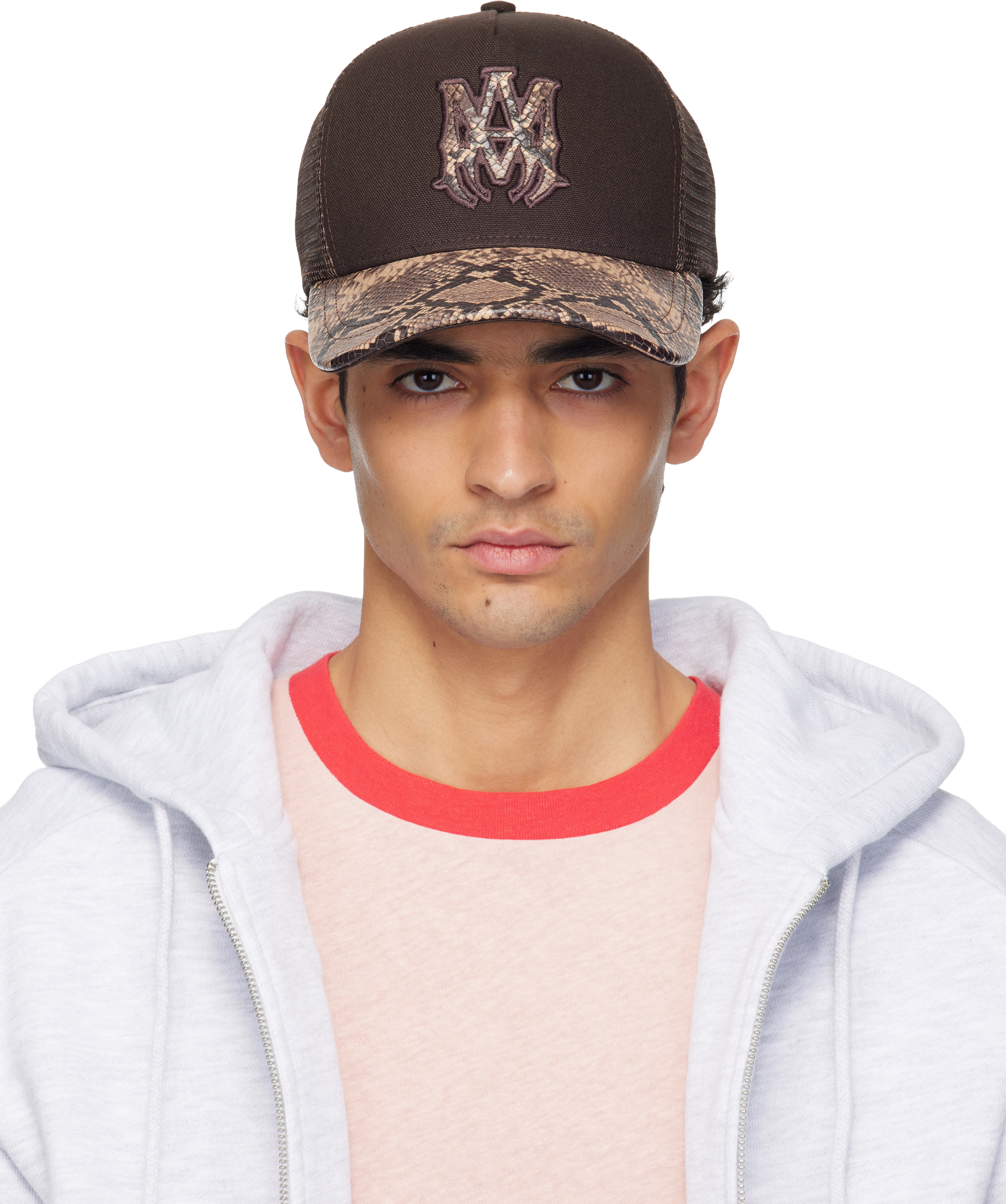 Brown MA Snake Trucker Cap