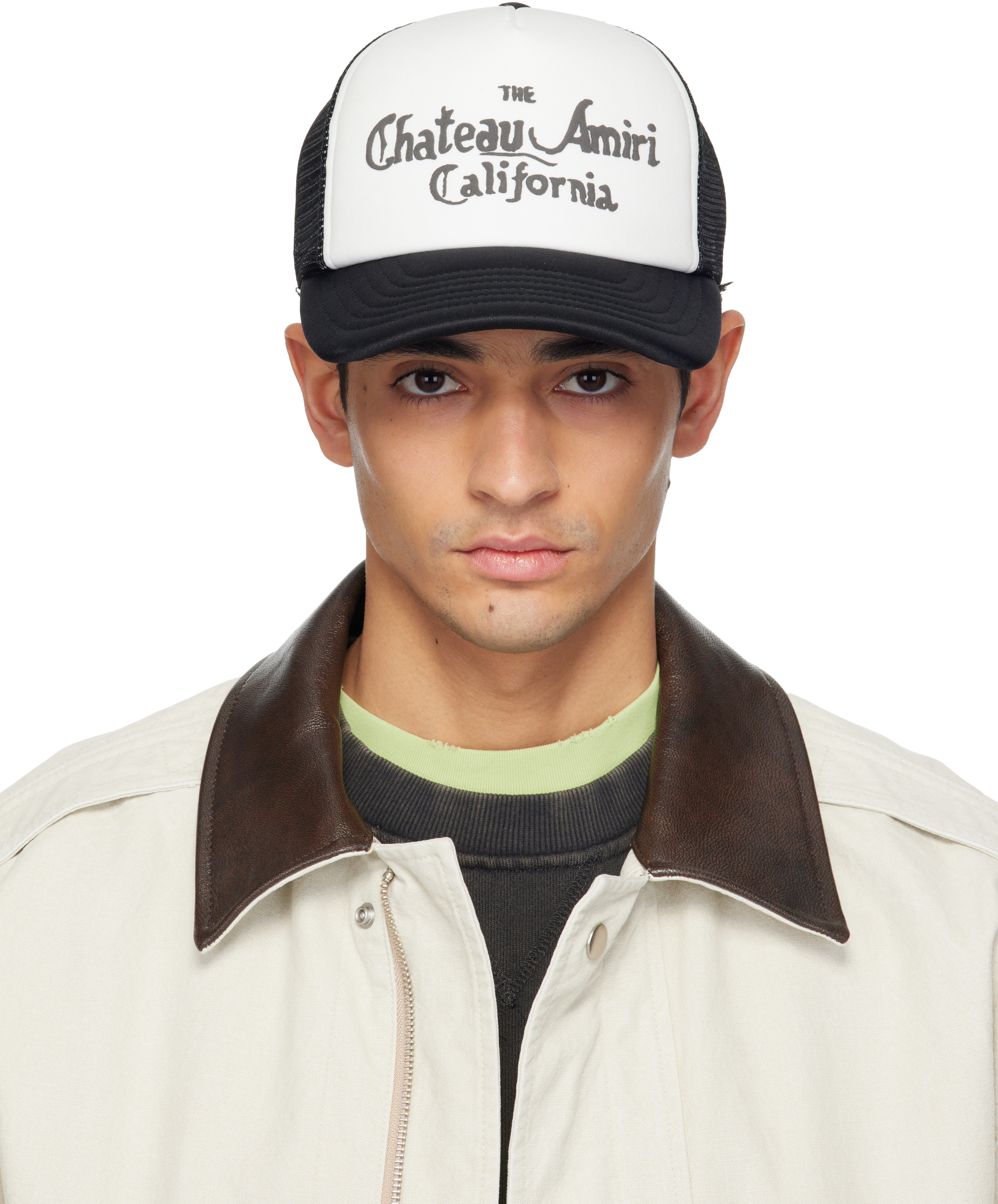 White & Black 'Chateau Amiri' Foam Trucker Cap