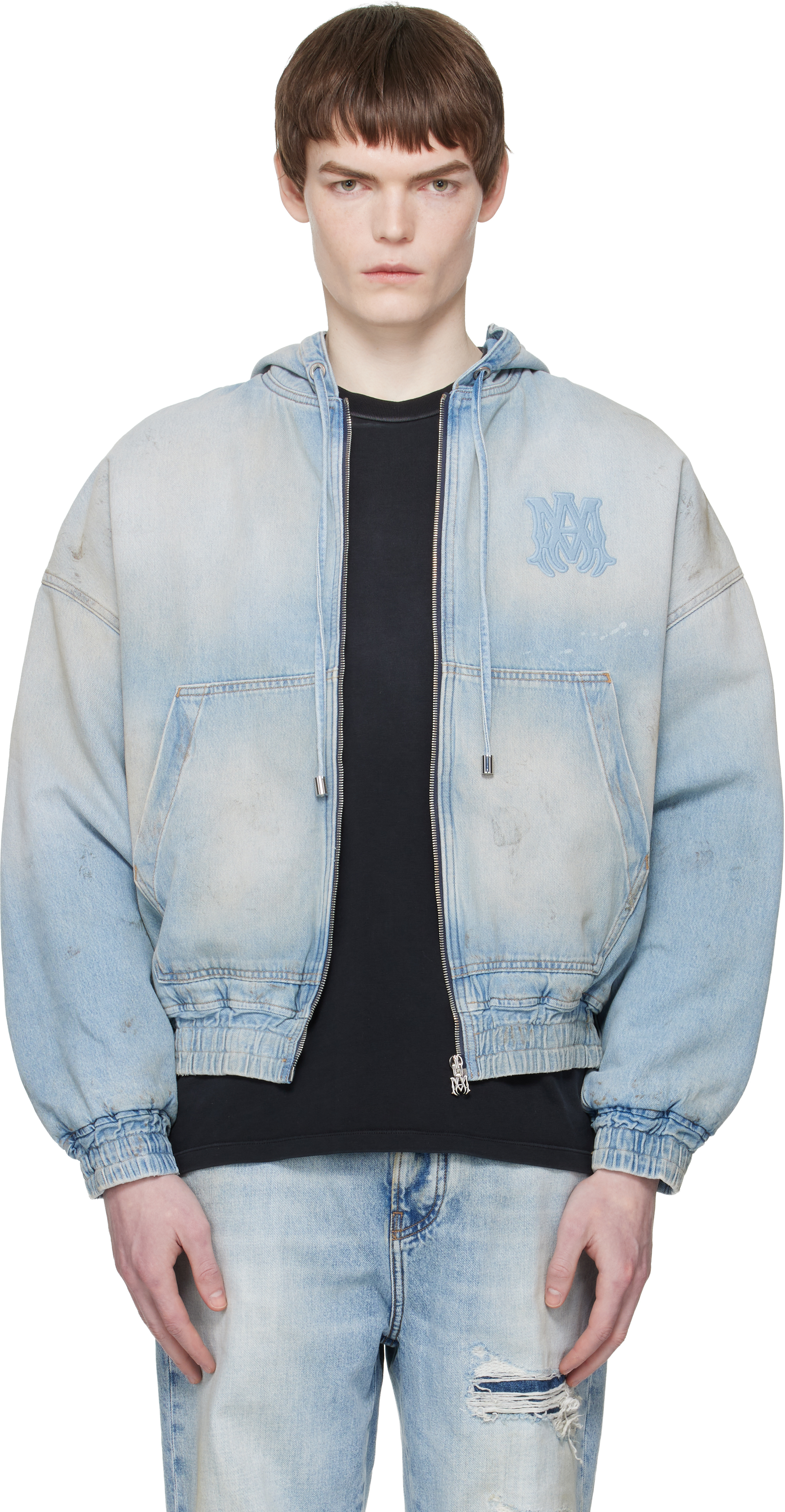 AMIRI: ブルー MA ジッパー デニムジャケット | SSENSE 日本