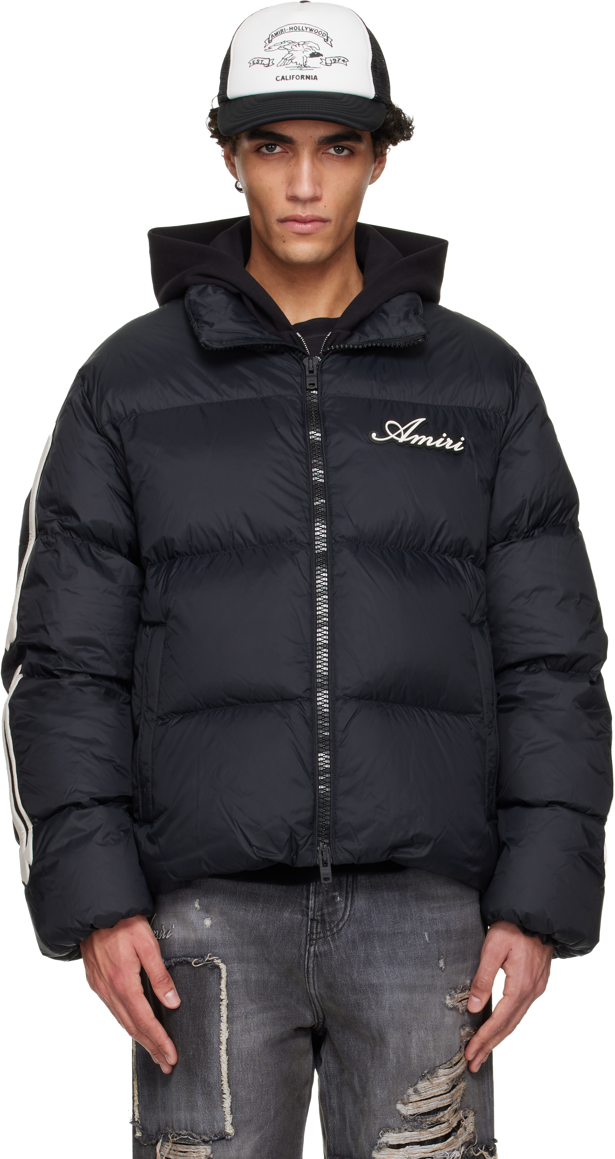 AMIRI: ブラック Bones ダウンジャケット | SSENSE 日本