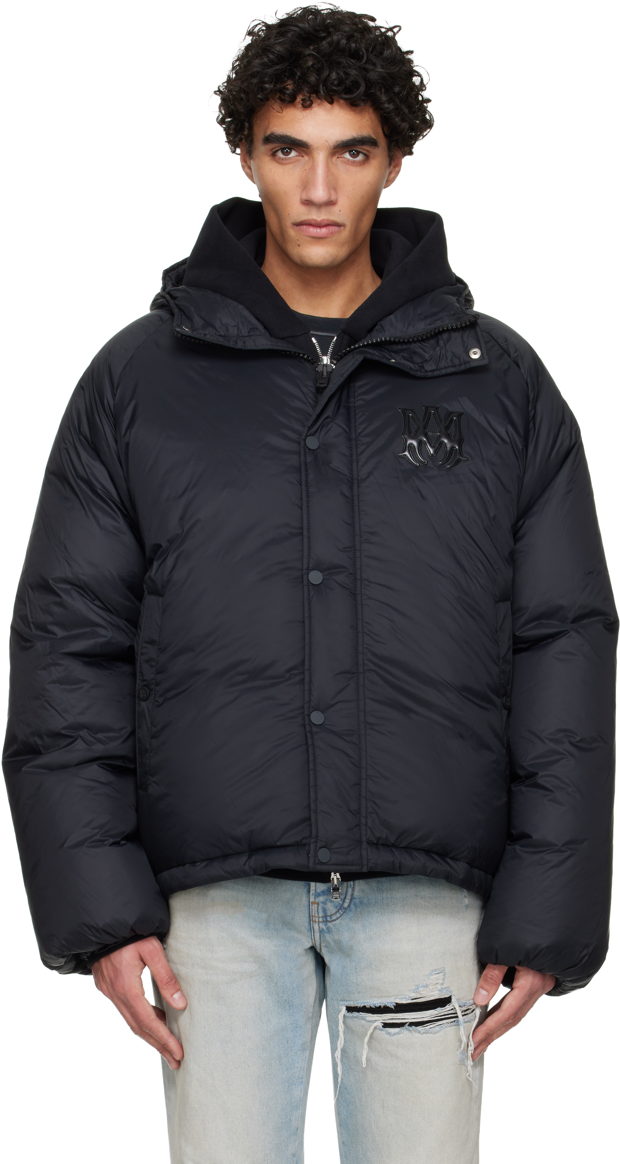 AMIRI: ブラック 'AMIRI' フード付き ダウンジャケット | SSENSE 日本