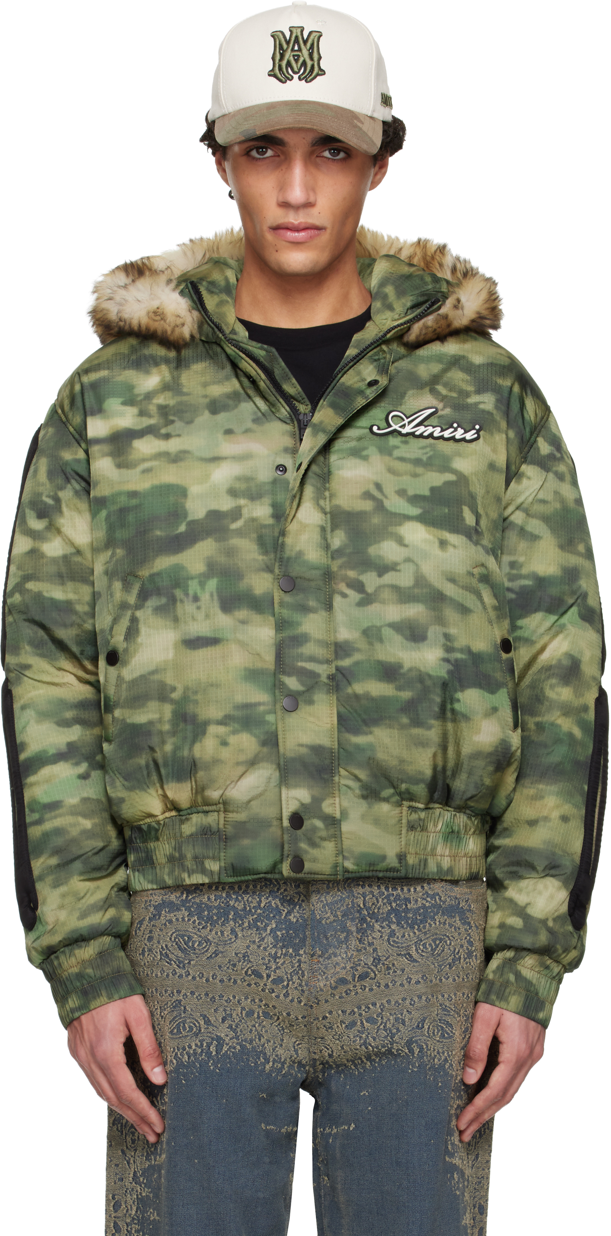 AMIRI: Green Bones Camo Hooded Jacket | SSENSE