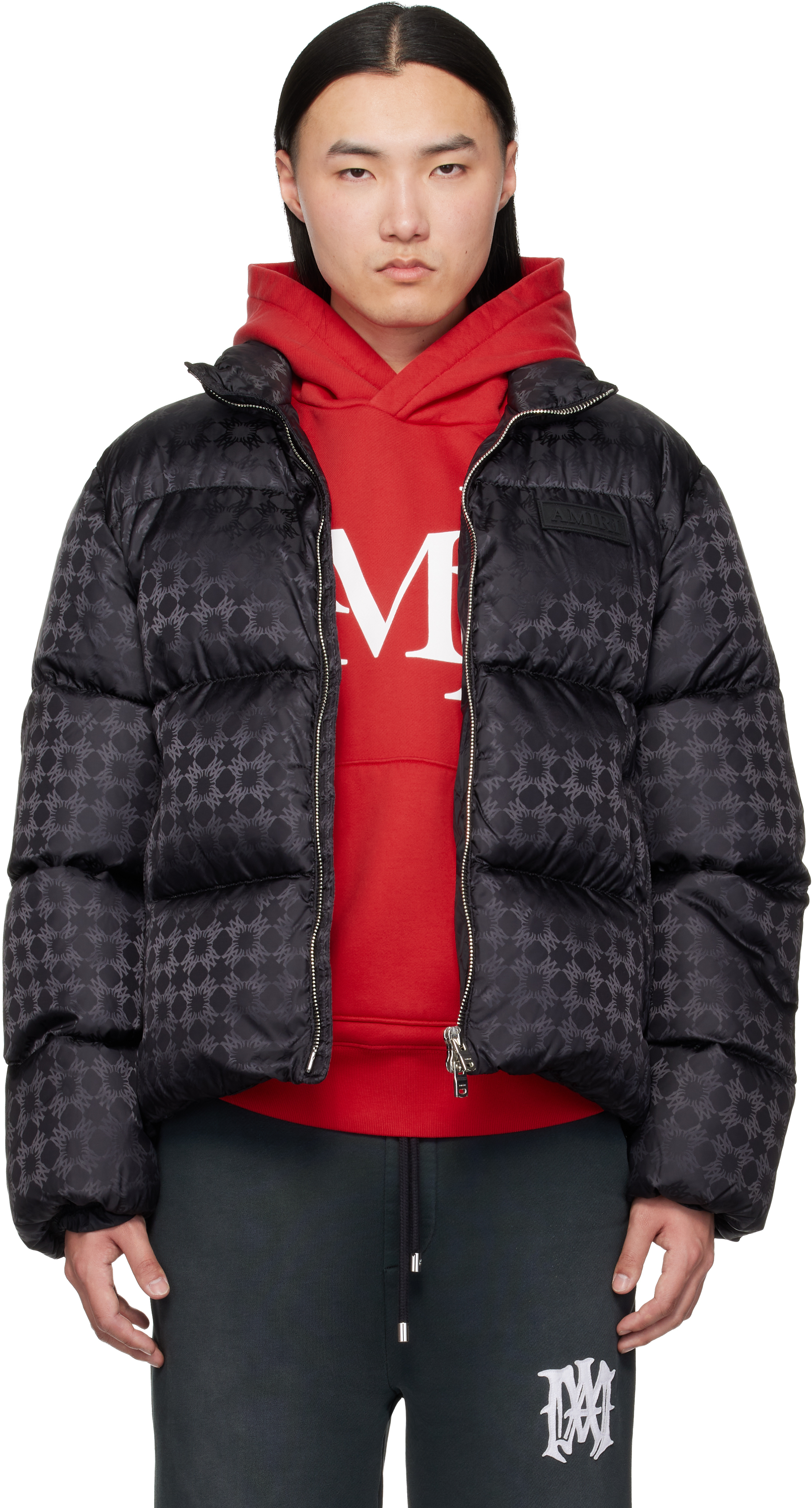 AMIRI: Black MA Quad Jacquard Down Jacket | SSENSE Canada AMIRI: Black MA Quad Jacquard Down Jacket | SSENSE Canada