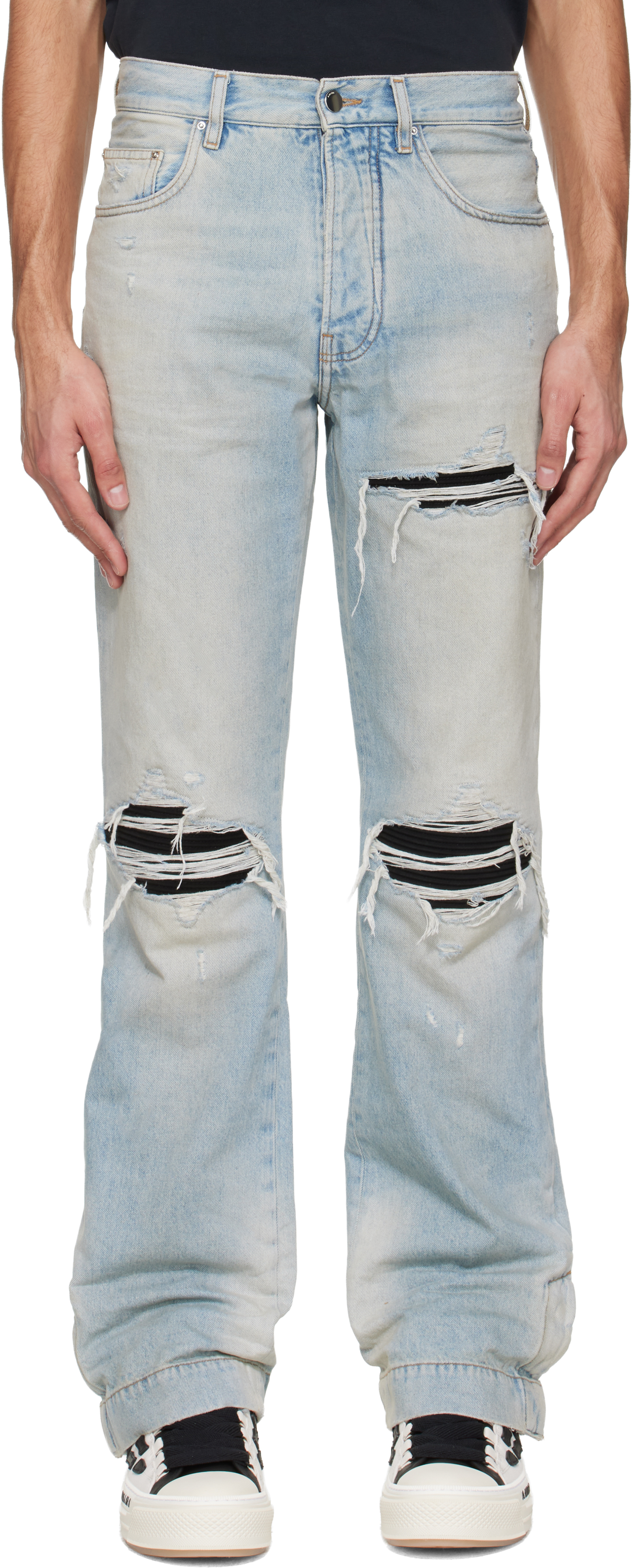 Emiさま AMIRI: Blue MX1 Straight Flare Jeans | SSENSE